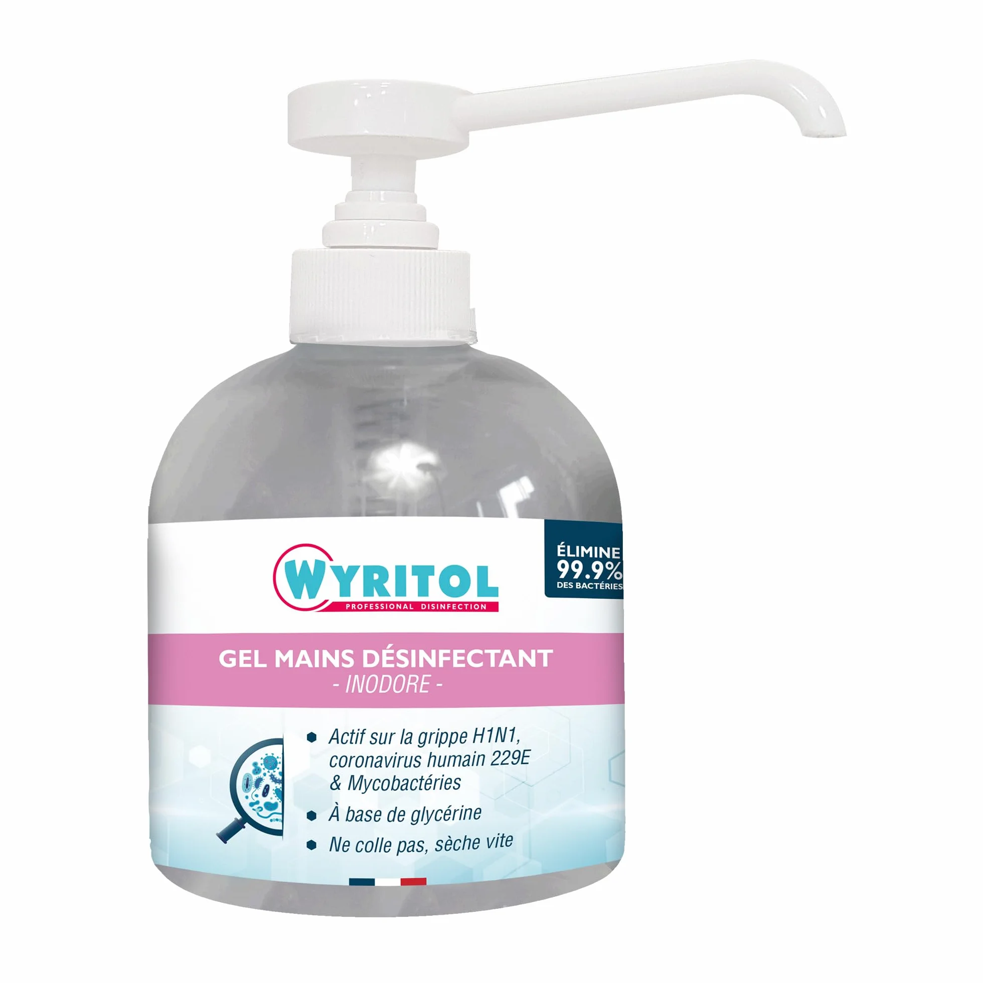 WYRITOL Gel Hydroalcoolique Inodore Désinfectant Mains Sans Rinçage Peaux Sensibles Glycérine 300 ml