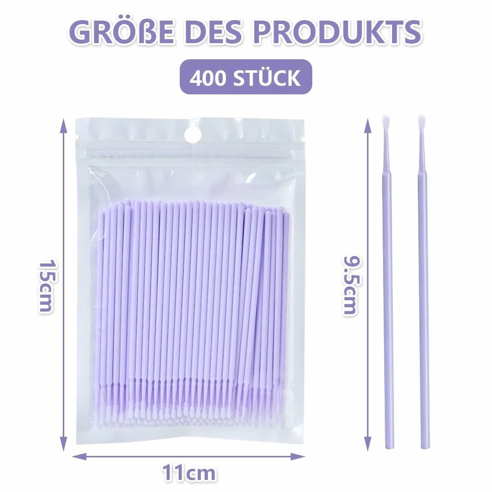 Dreamil Lot de 400 micro-pinceaux applicateurs jetables pour cils, mascara