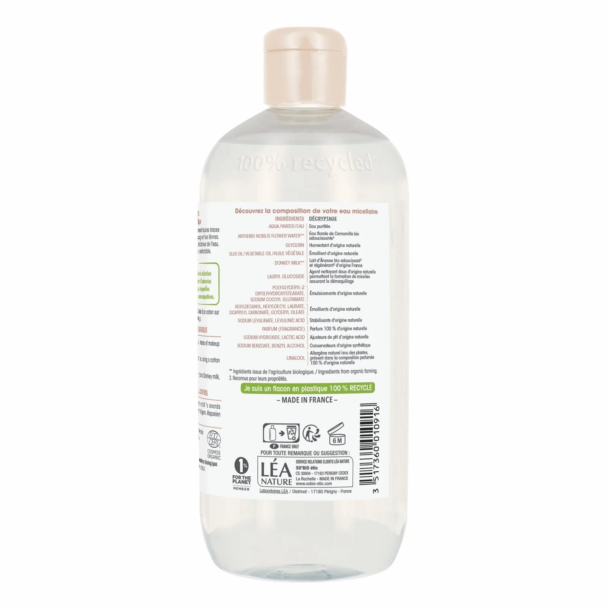 SO'BiO étic Eau micellaire lactée Mon Lait d'Ânesse 500 ml
