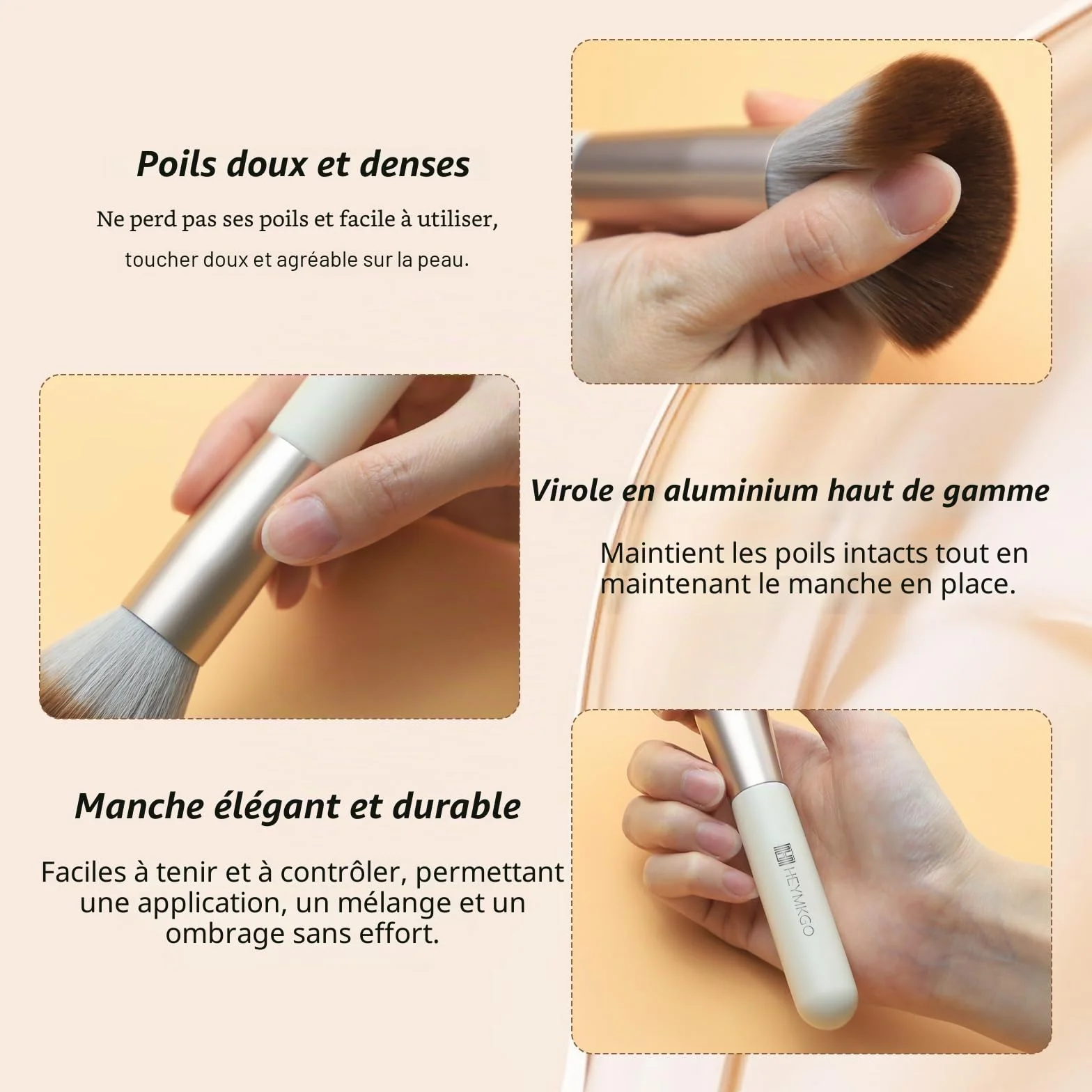 HEYMKGO Lot de 18 Pinceaux de Maquillage Professionnels avec Houppettes et Trousse de Voyage