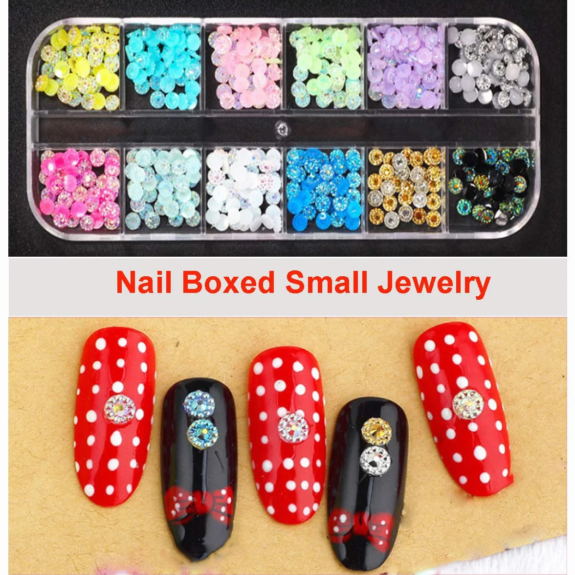 Kit de Strass pour Ongles 8 Boîtes Décorations 3D Cristaux Diamants Paillettes avec Pince à Épiler