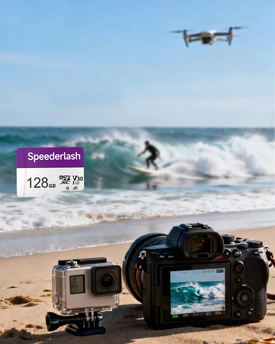 Speederlash Camera Plus Lot de 5 cartes mémoire micro SDXC 128 Go avec adaptateur, vitesse de lecture jusqu'à 90 Mo/s, support vidéo 4K UHD et 5K, classé U1, V30, A1, étanche, pour caméra de sécurité