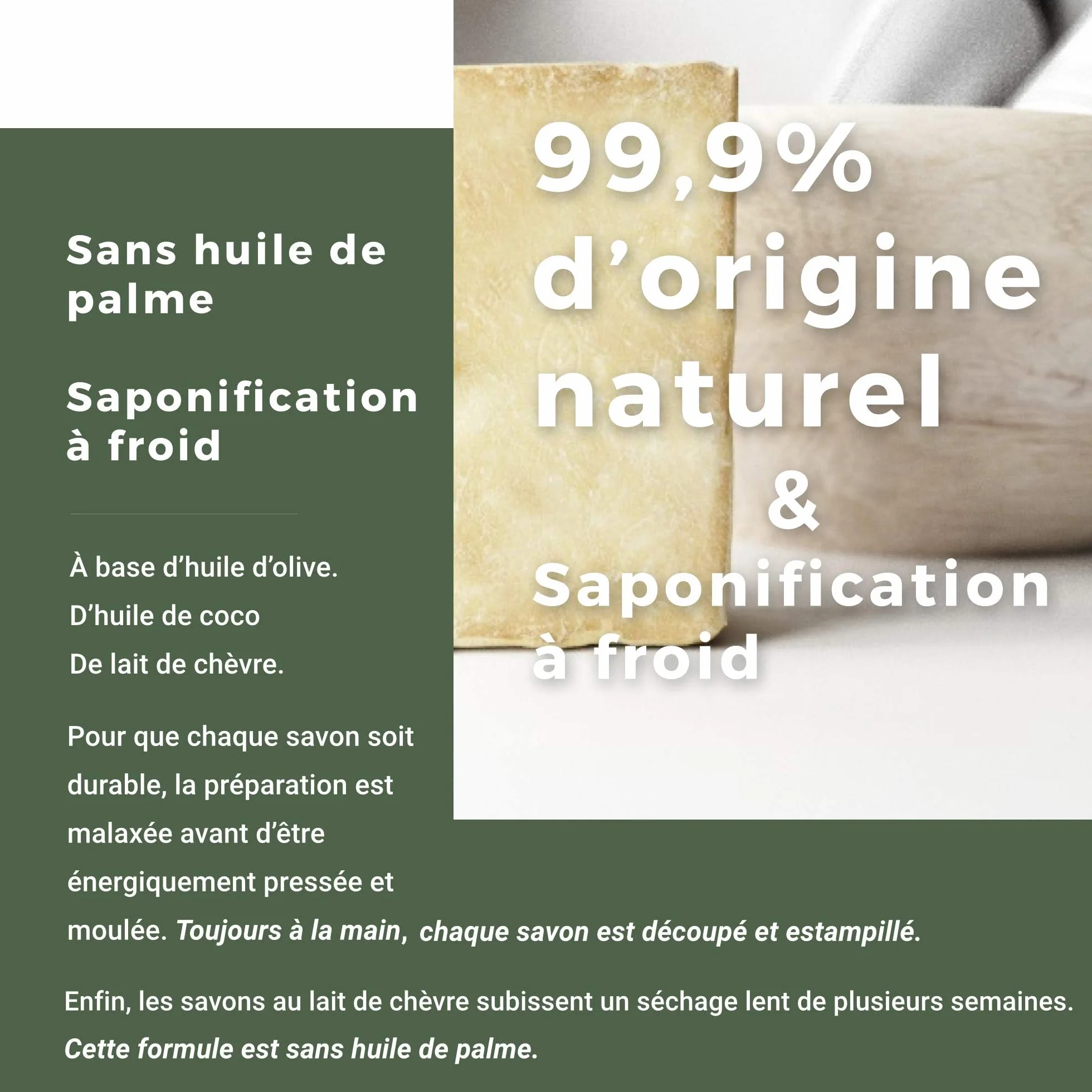 Savon au lait de chèvre frais Bio Fabrication Française Peaux sensibles Lot de 2 (2x100g)
