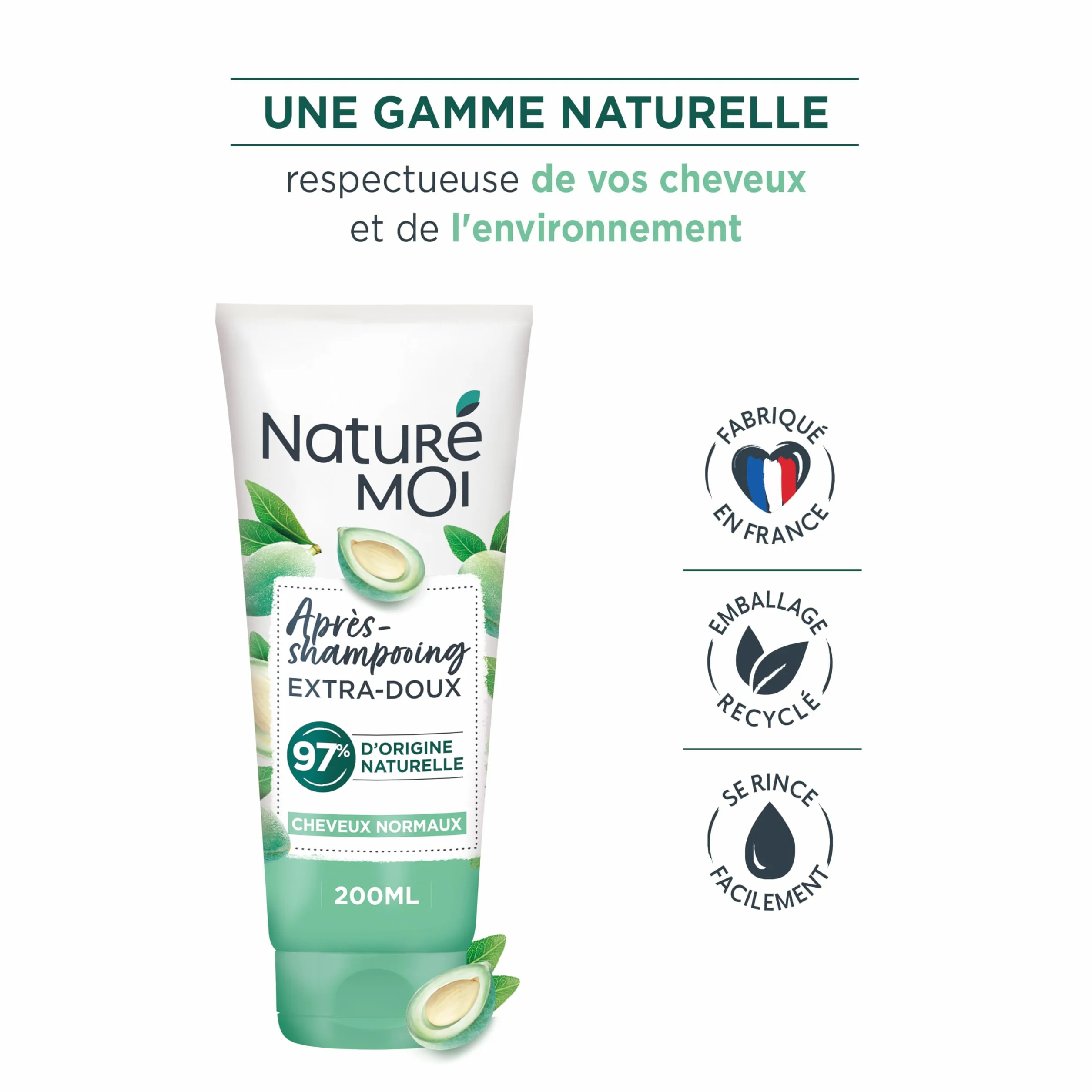 Naturé Moi Après Shampooing Sans Sulfate Extra Doux Démélant Cheveux Normaux Amande Douce Bio 200 ml