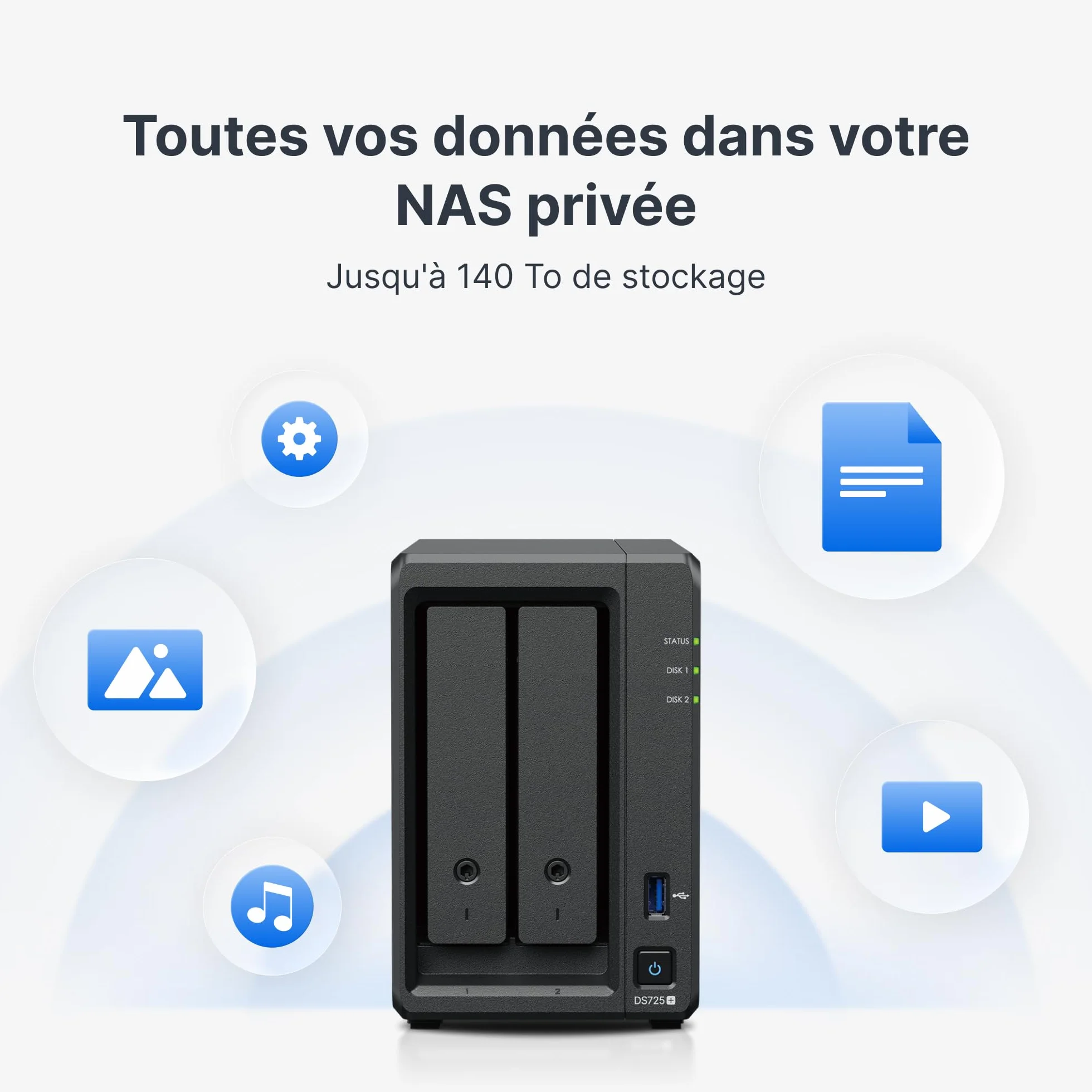 Synology DS725+ NAS 2 Baies 2.5GbE Extensible 7 Baies