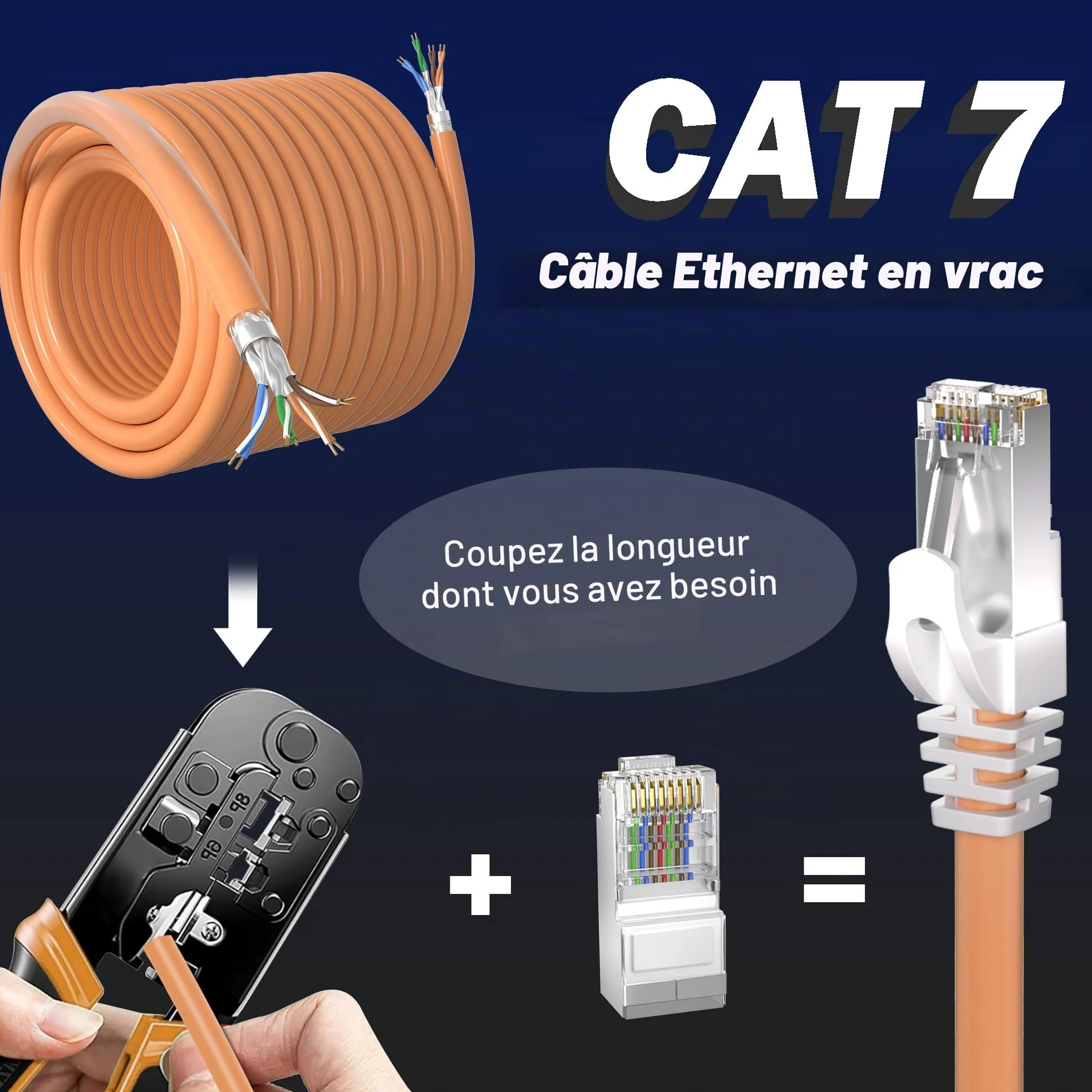 Soibke Cable Ethernet 100m, Cat 7 RJ45 Blindé 100 Mètres Cable Reseau | Haute Vitesse Wifi S/FTP 10Gbps Gigabit Câble LAN Exterieur Anti-interférence Câble Internet Fil Ethernet pour Router Modem