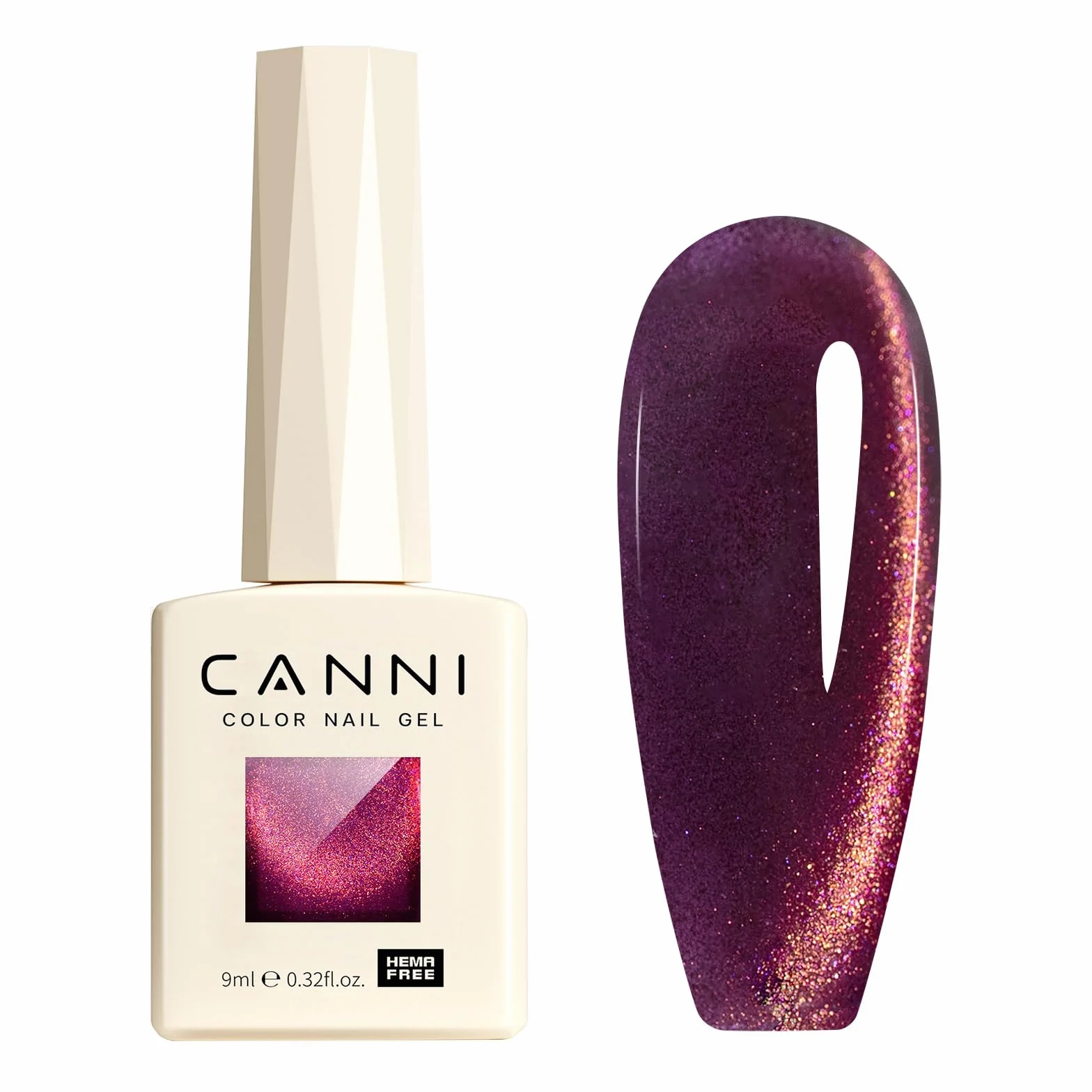 CANNI Vernis à Ongles Gel Semi Permanent Pailleté Cat Eyes Magnétique Galaxie rouge scintillante Glitter Nail Polish Soak off Manucure