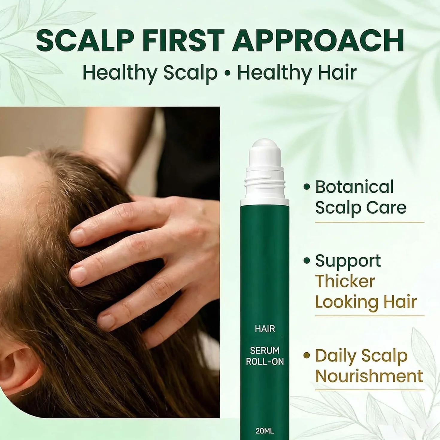 Roota Hair Growth Serum Roll-On Au Romarin Sérum Revitalisant Cheveux Plus Denses Anti-Chute Hommes Femmes 3 Pièce