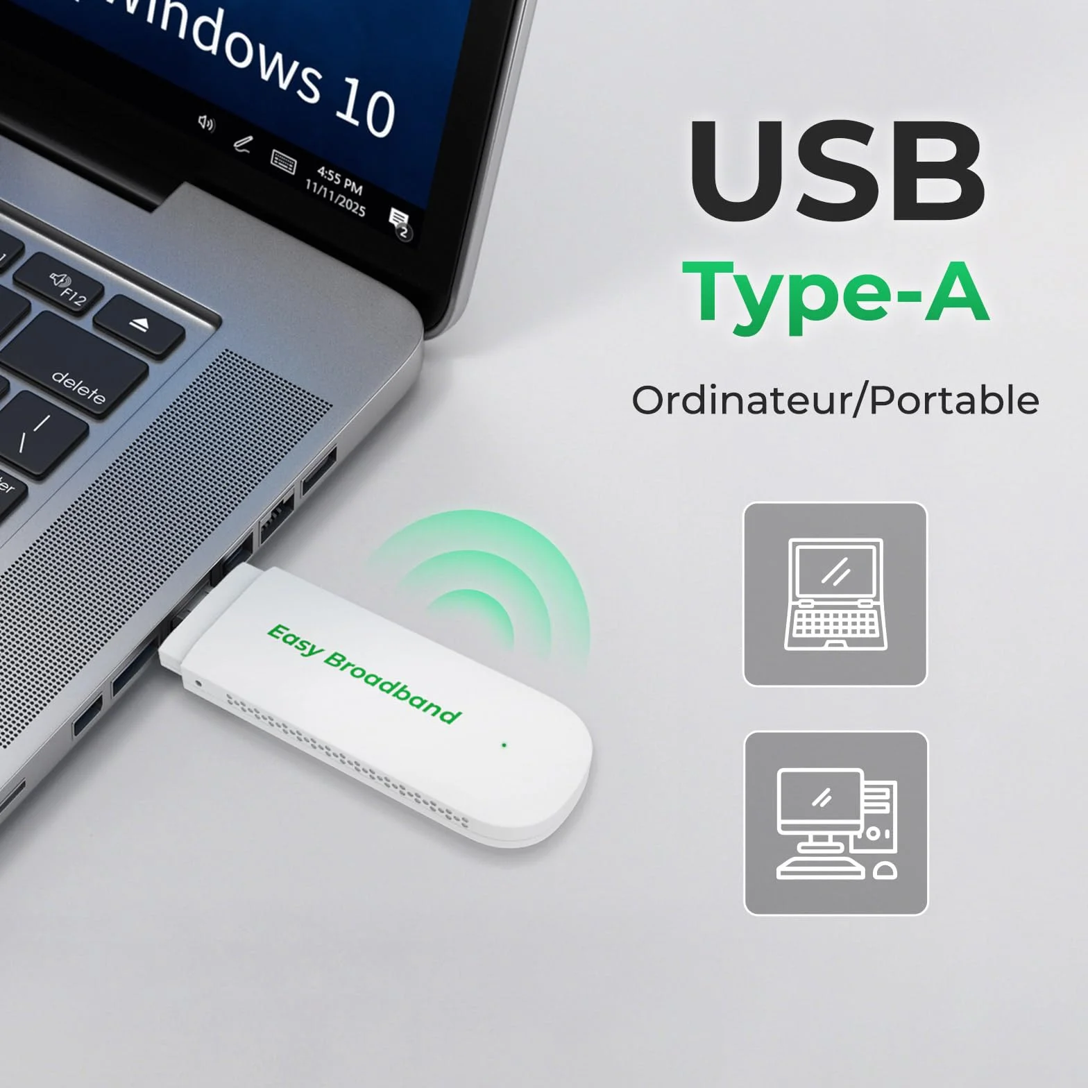 Clé Internet mobile 4G LTE WiFi 6, 150 Mbit/s, dongle USB WLAN hotspot pour ordinateur portable/PC