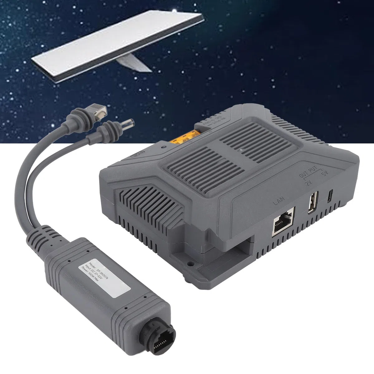 Injecteur PoE 5 en 1, ABS Durable pour Mini Kit d'antenne Satellite Internet, Puissance de Sortie 150 W, Connexion Haut Débit pour Une Intégration Flexible d'appareils