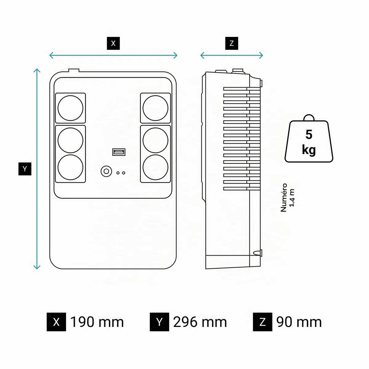 Legrand Onduleur Keor multiplug - 6 Prises 2P+T + disjoncteur - 600VA 360W - 15 Minutes