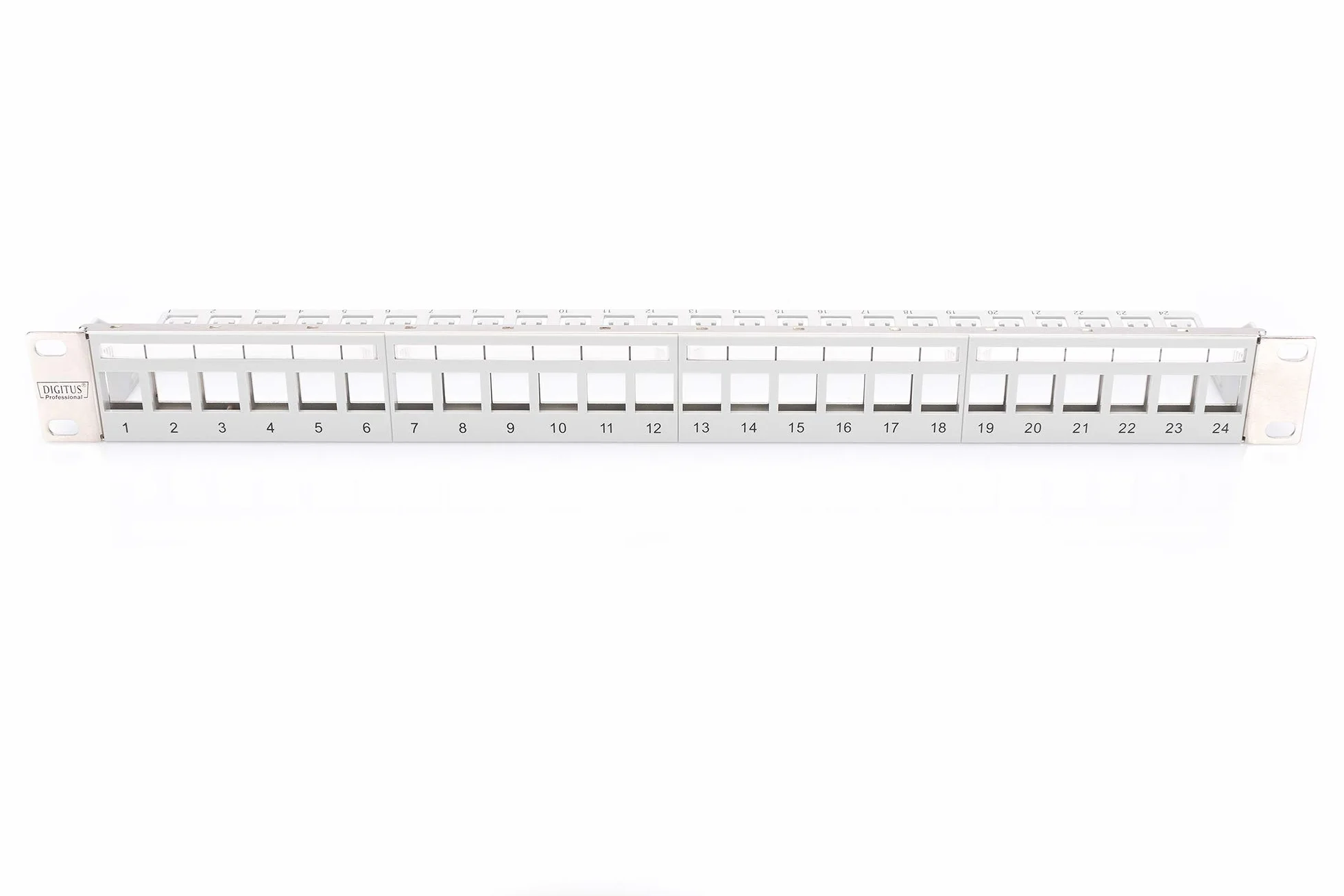 DIGITUS Set: Panneau de Brassage - modulaire - 19 Pouces - 24 Ports - blindé - Montage en Rack 1U - Gris - avec 12x Module Keystone Cat8.1
