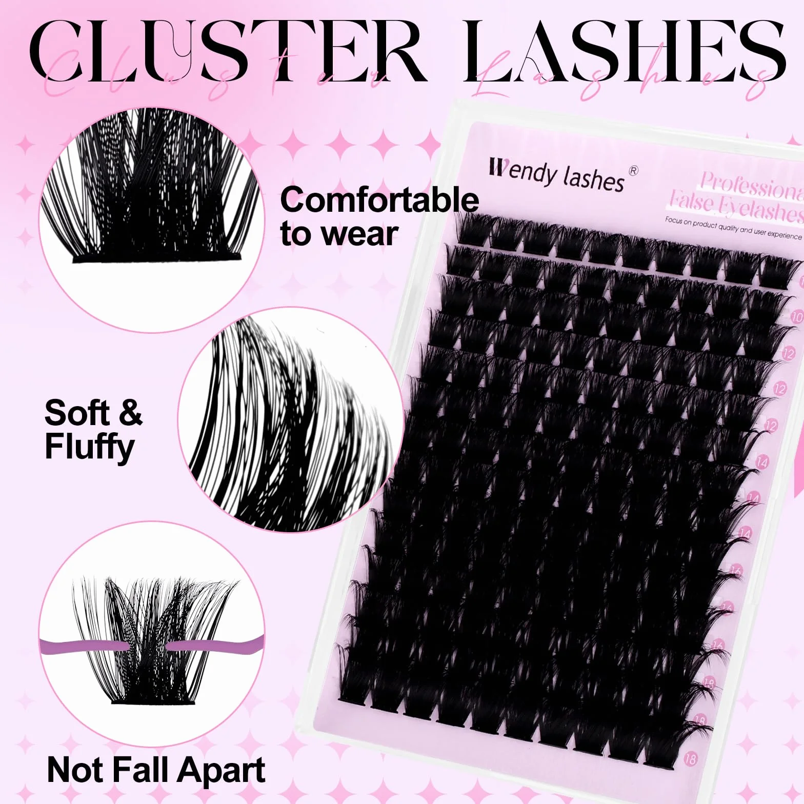Faux Cils Individuel D Curl 200D Wispy Cils Naturels 10-18mm Réutilisables Cluster Lashes Extensions Cils DIY