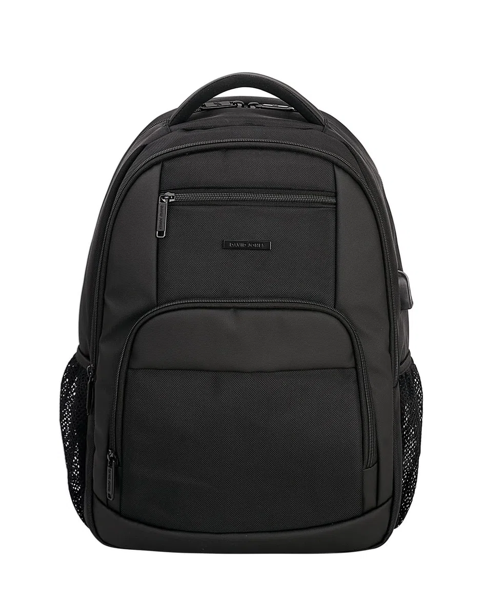 David Jones - Sac à dos Ordinateur Portable Cabine Avion - Format A4 - Double Compartiment - Couleur Noir - Pratique Ville Voyage Scolaire Travail