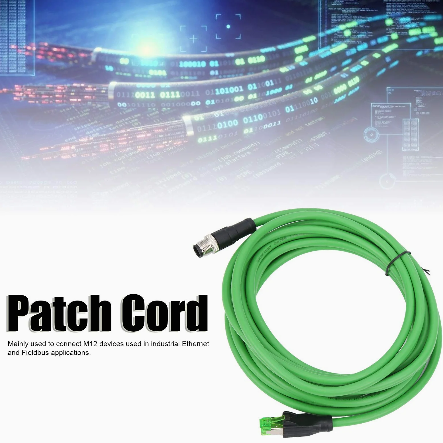 Câble étanche IP67 M12 vers RJ45, Durable et Résistant, 5m, pour Connexions Ethernet Industrielles dans des Environnements Difficiles