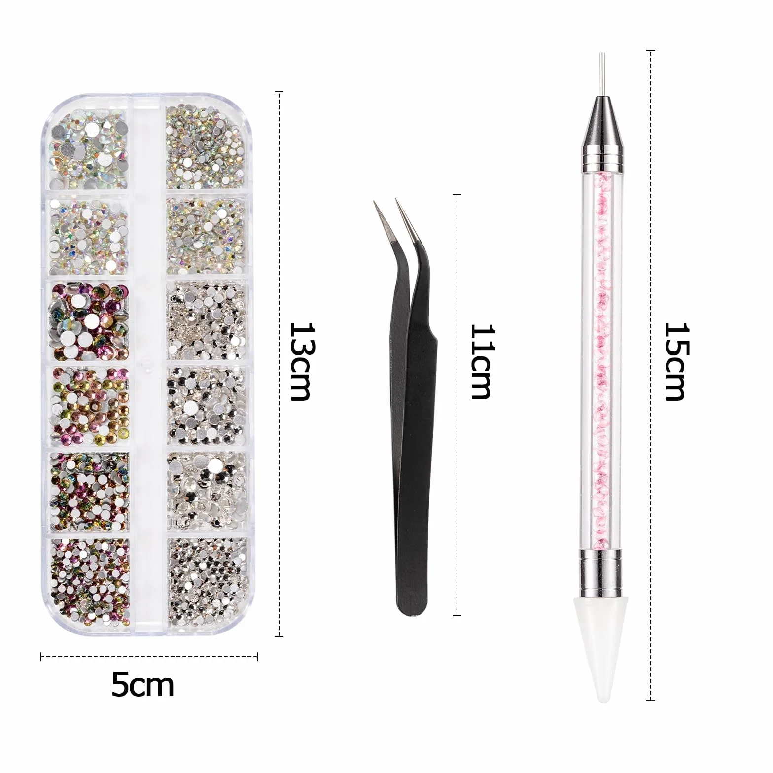 Pierres strass pour ongles lot 5600 36 couleurs avec stylo à cire