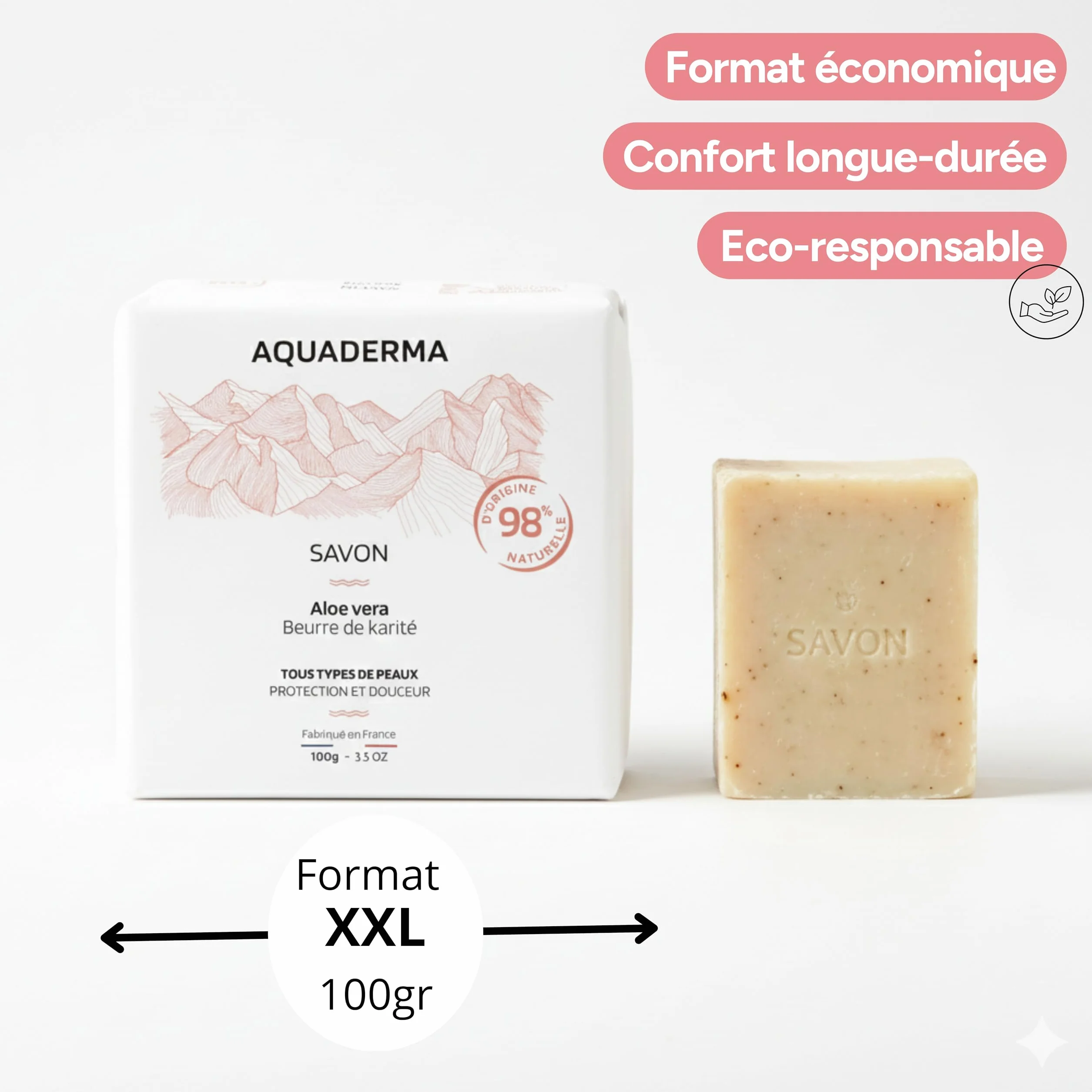 Savon Solide Beurre de Karité & Aloe Vera BIO 100g 98% Origine Naturelle Made in France Protection Douceur