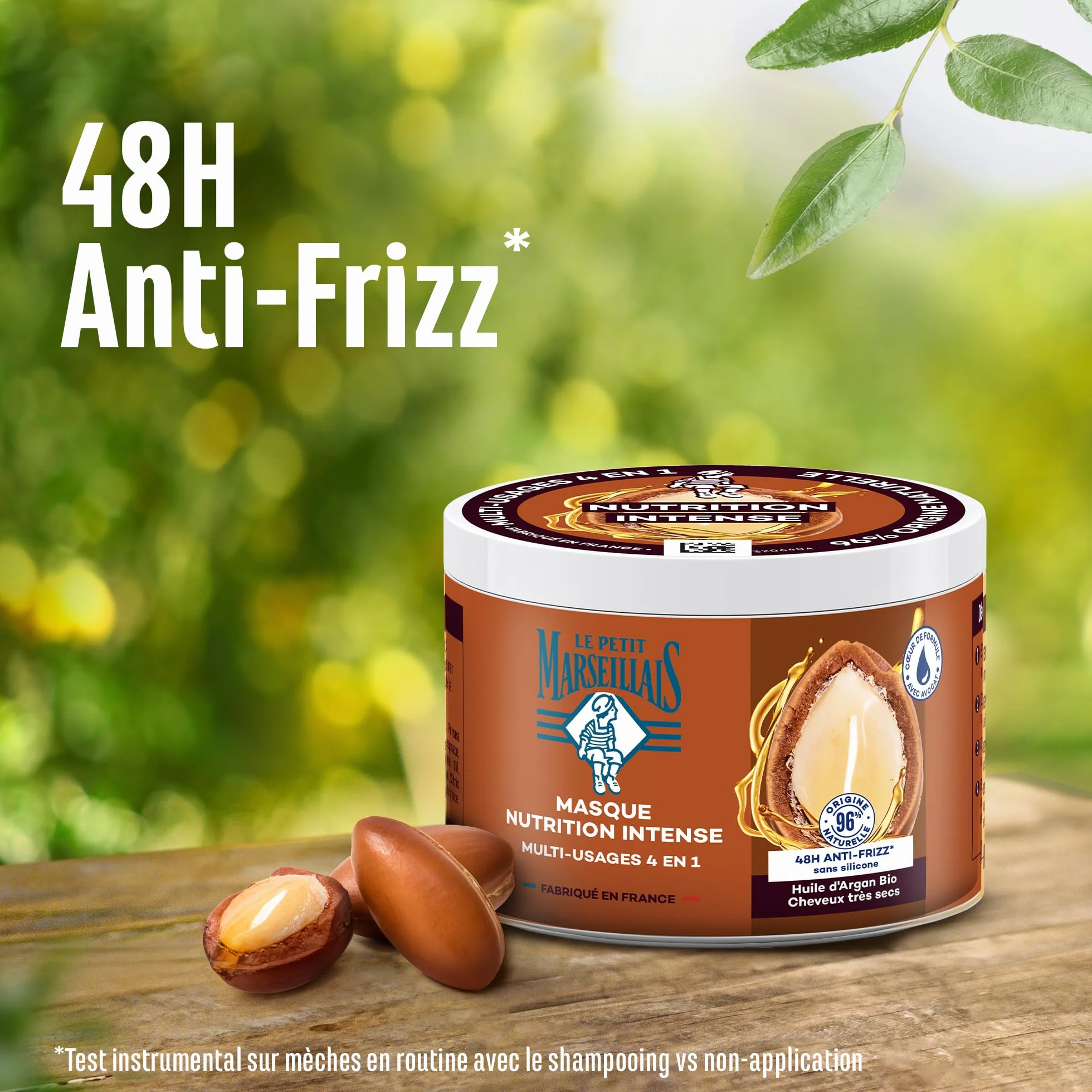 Le Petit Marseillais Masque 4 en 1 Nutrition Intense Huile d'Argan Bio 370 ml Cheveux Très Secs Sans Silicone