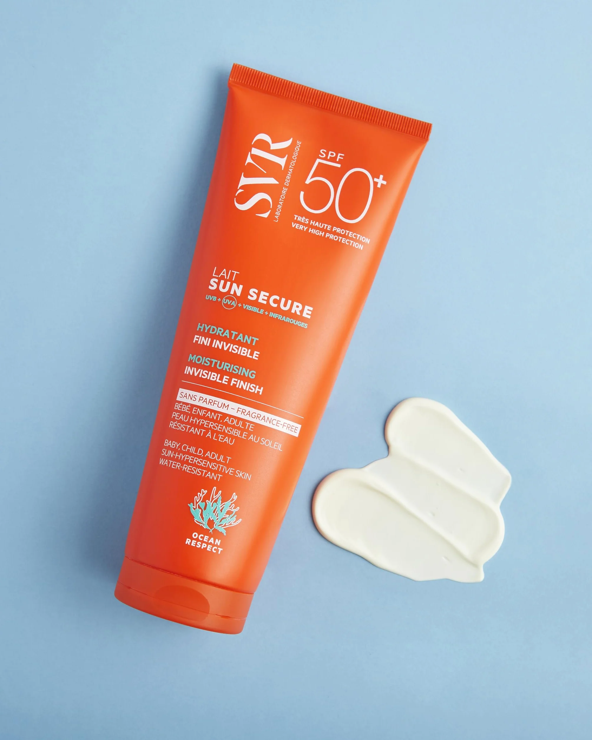 SVR Sun Secure Lait SPF50+ Sans Parfum 250 ml Lait solaire hydratant invisible Très haute protection UVA UVB infrarouge lumière visible Peaux sensibles Niacinamide Vitamine E