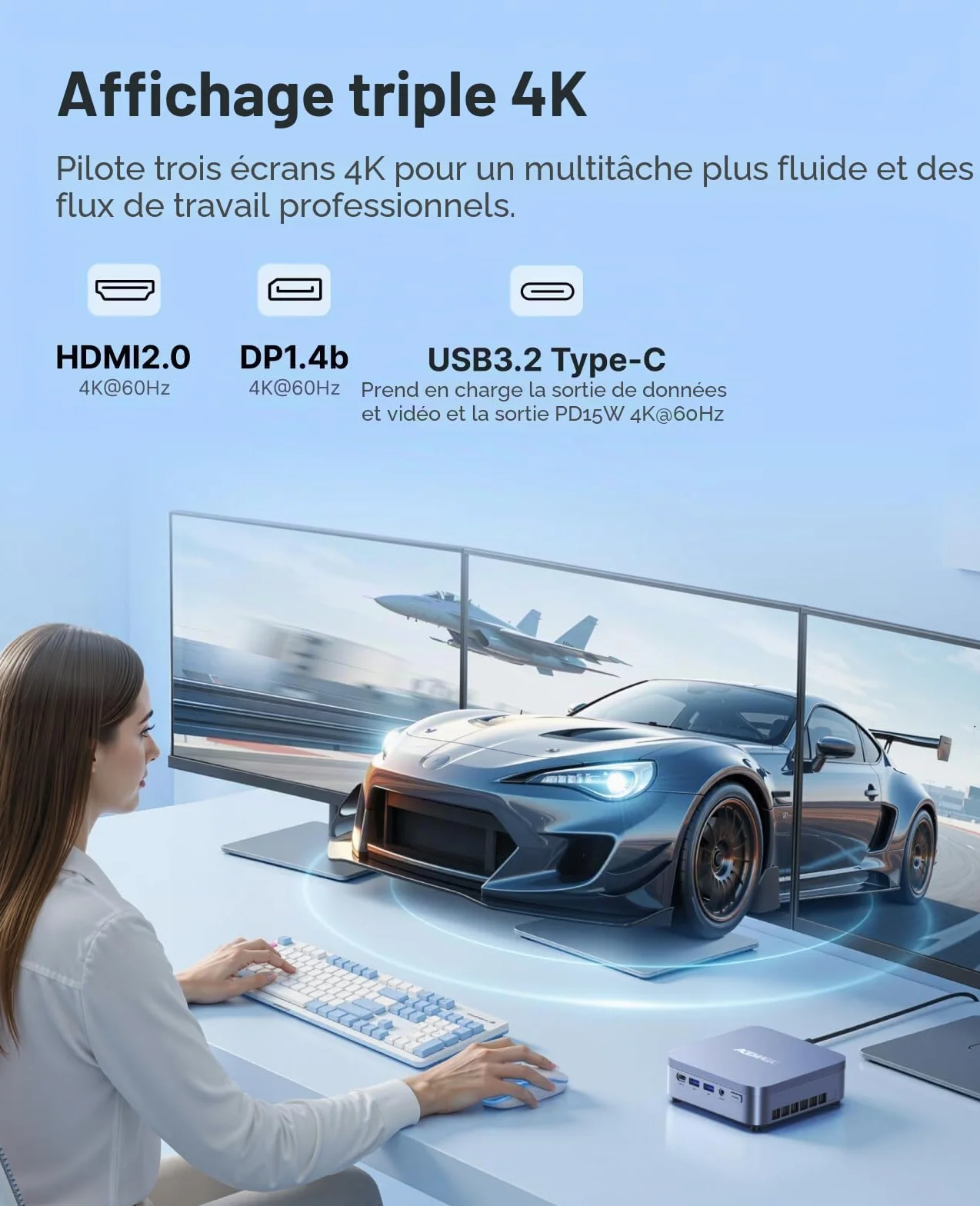ACEMAGIC M5 Mini PC Intel Core i7-14650HX jusqu'à 5,2 GHz, 32Go RAM 1T SSD | Win11 Pro, Intel UHD Graphics,Triple Affichage 4K,WiFi 6E,BT 5.2, Mini Ordinateur pour le rendu 3D et la création de contenu