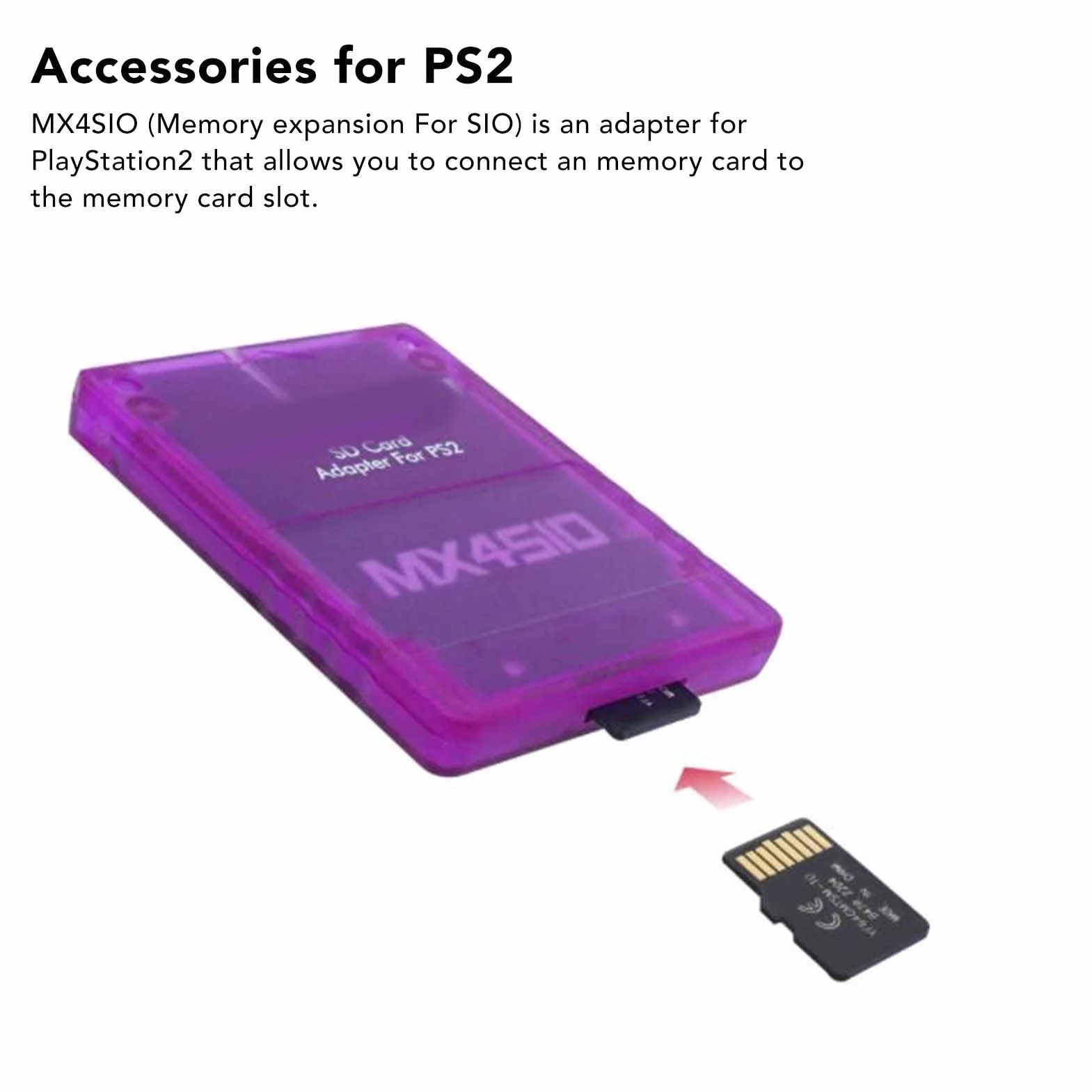 Adaptateur de Lecteur de Carte MX4SIO SIO2SD ABS Violet Translucide pour Extension Mémoire OPL