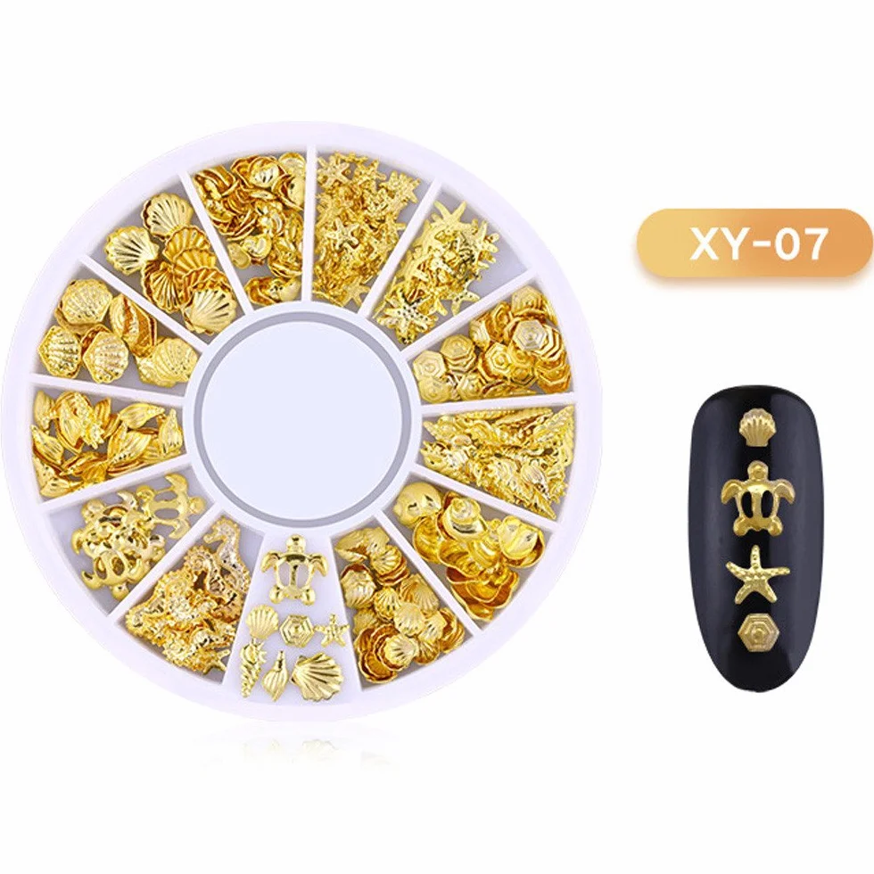Breloques pour Ongles Dorées Mélangées - Strass Étincelants, Paillettes, Stud Rivets - Accessoires Beauté Ongles