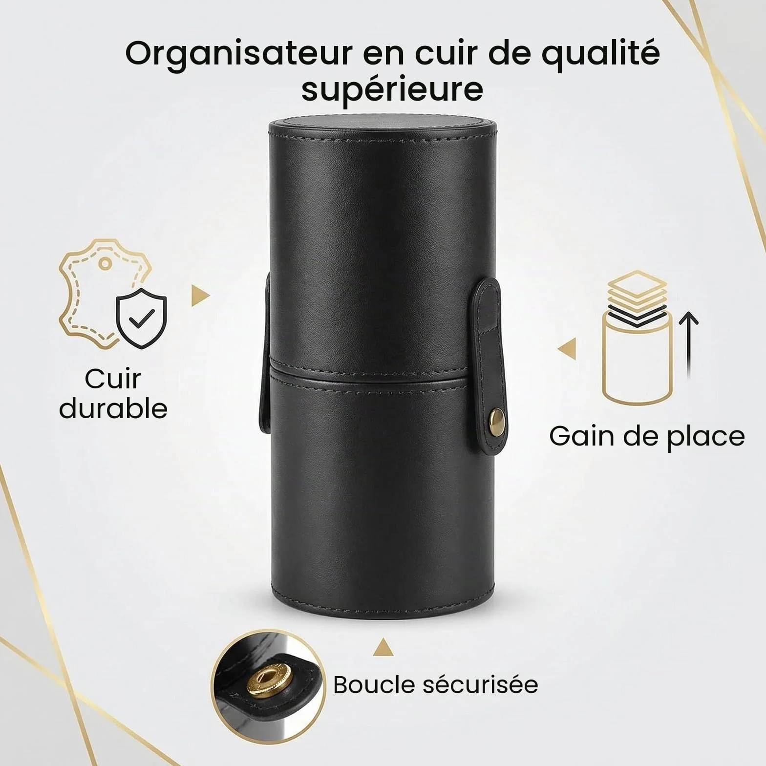 Porte-pinceaux Maquillage Vide Cuir Synthétique Noir Étui Rangement