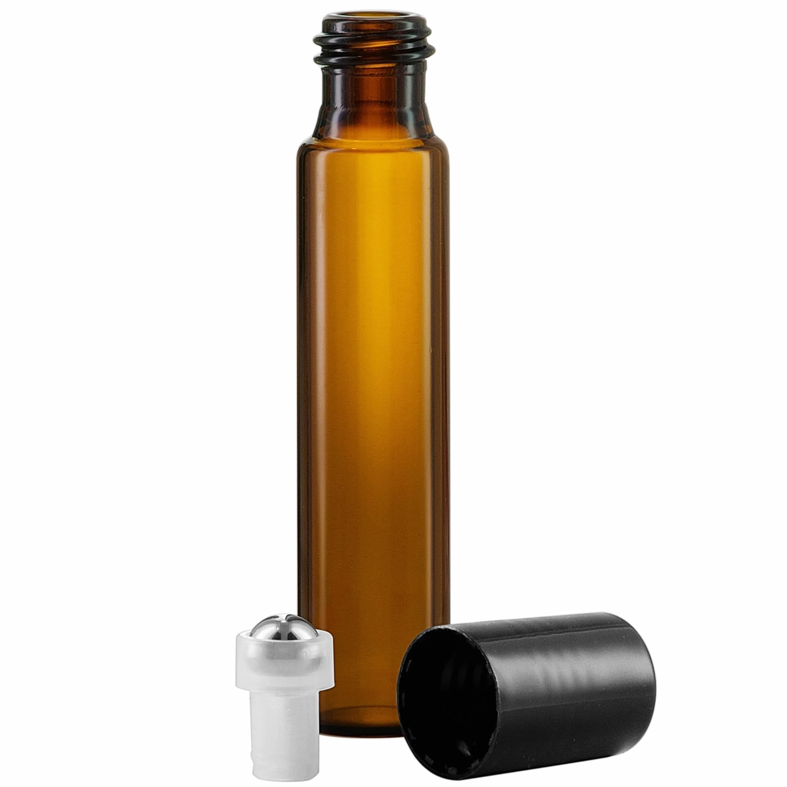 Bouteilles roll on huiles essentielles 10 ml - 5 récipients en verre ambré rechargeable pour aromathérapie