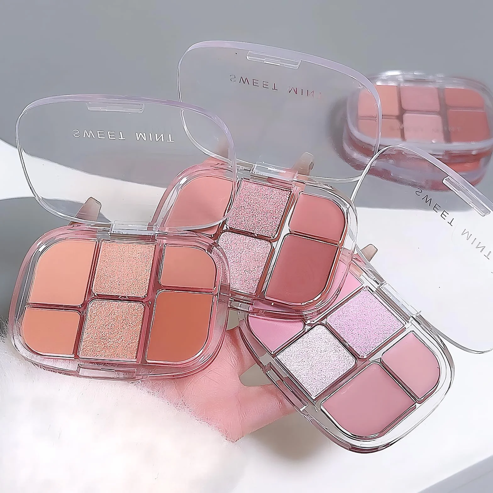 Palette de Fards à Paupières Rose 6 Couleurs, Teintes Pailletées et Mattes Hautement Pigmentées