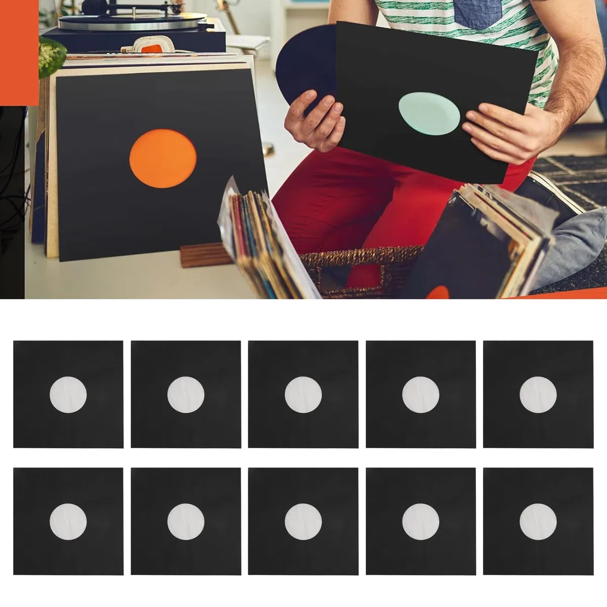 Lot de 20 Pochettes de Disque Vinyle 12 Pouces 350 g/m² en Carton épais for Disque 33 TR/Min, Antistatique