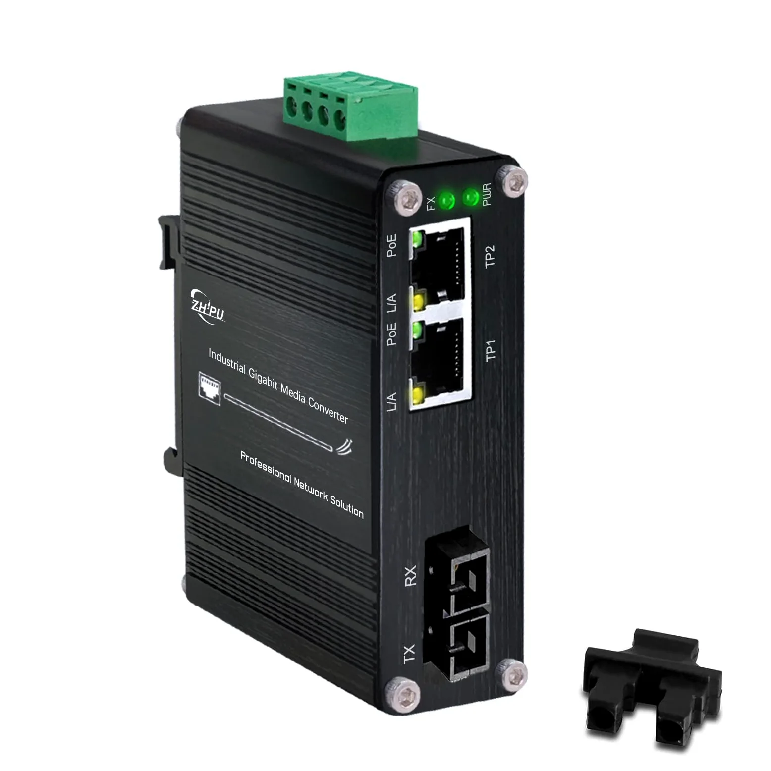 Convertisseur de média industriel 1,25 G Gigabit SC vers Ethernet prenant en charge le rail DIN, commutateur de fibre IEEE 802.3af/at 30 W PoE avec 2 ports RJ45 et 1 port SC monomode, jusqu'à 20 km,