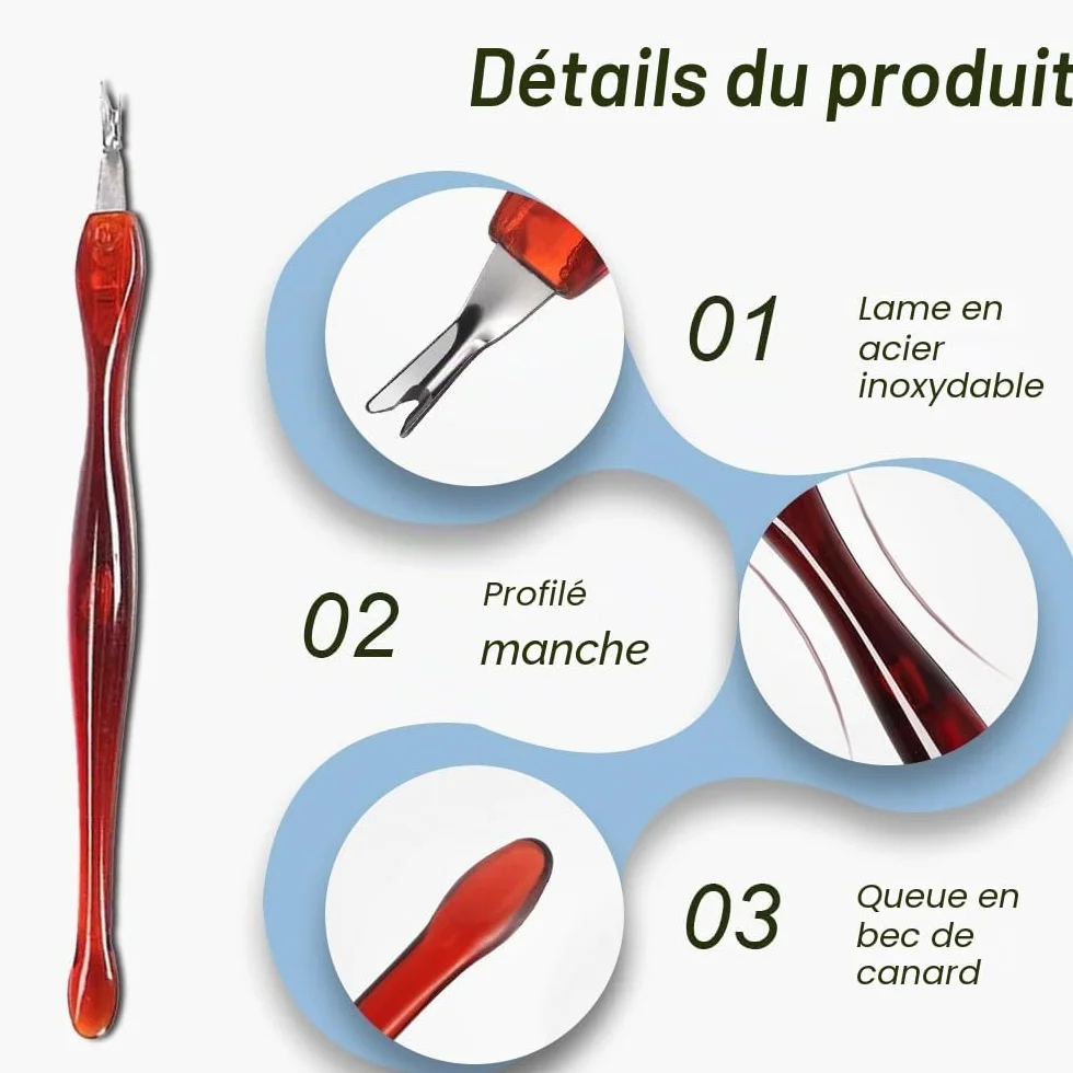 Cuticule à Ongles Fourches 6 Pcs Double Tête Pousseurs Cuticulaires Nail Art Manucure Pédicure
