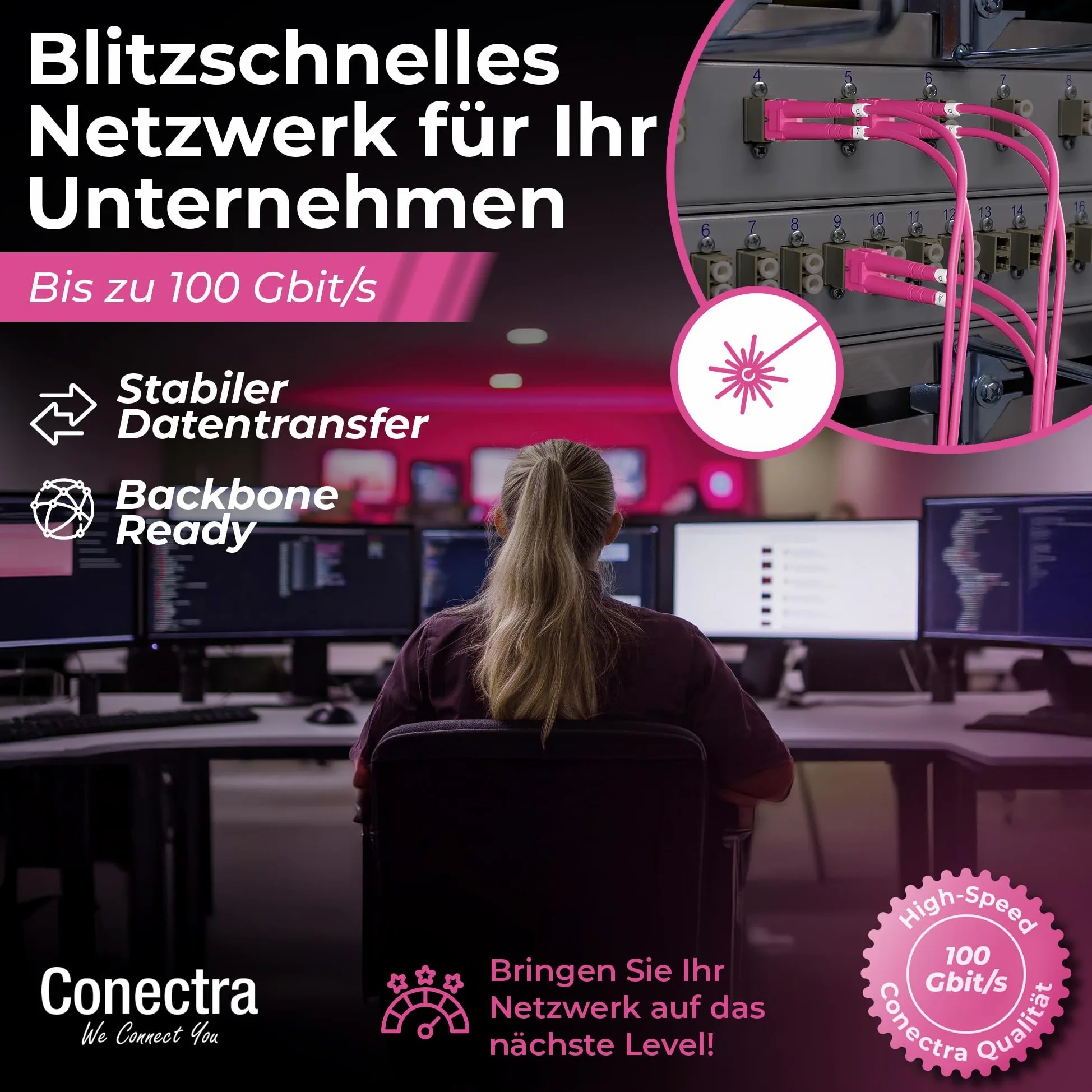 Câble de fibre optique OM4 de 30 m - Duplex - LC/UPC vers LC/UPC - Couleur magenta - Idéal pour les réseaux d'entreprise - Rallonge de fibre optique (longueur 20 m)