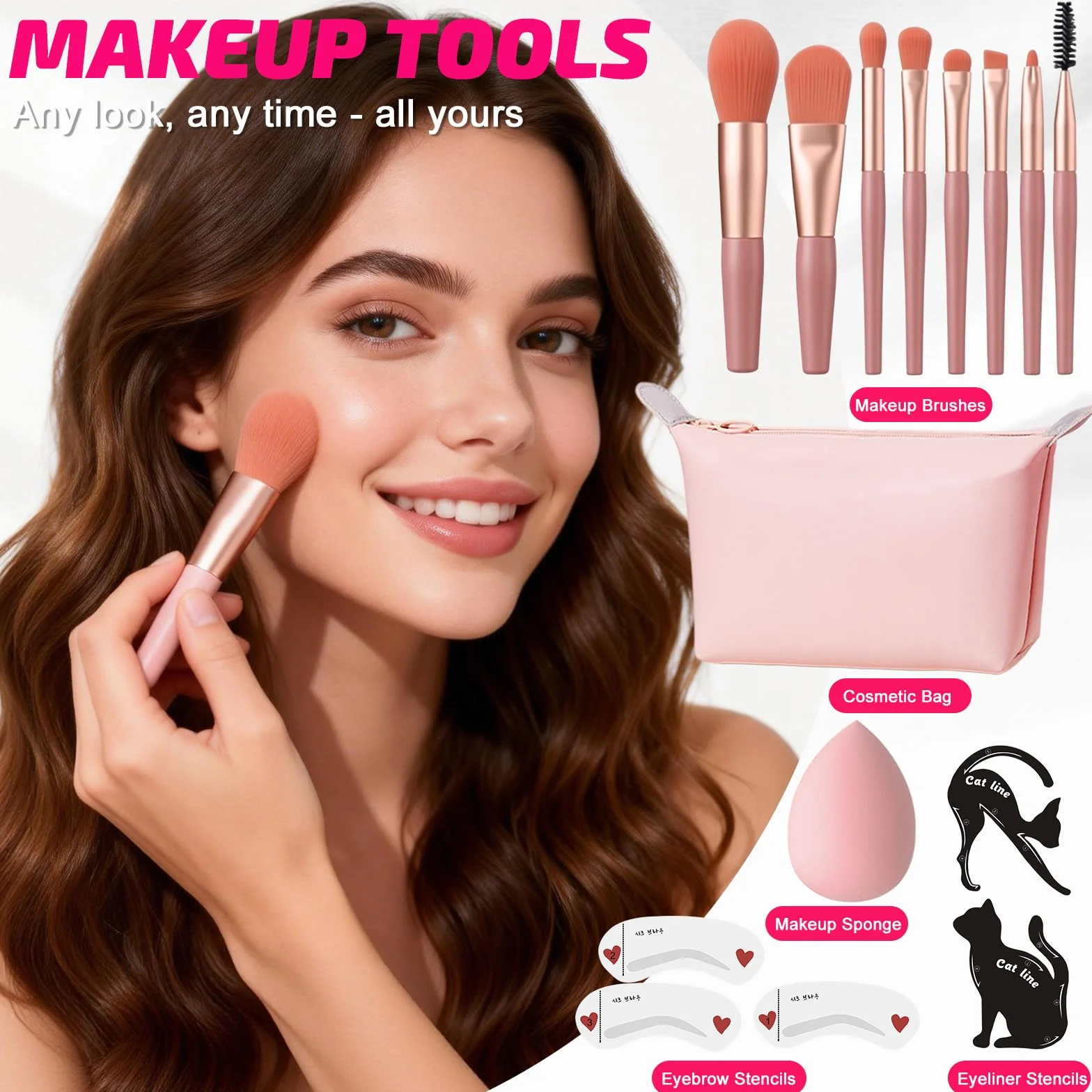 Coffret Maquillage Femme Kit Complet Fond de Teint Fard à Paupières Blush Mascara Eyeliner