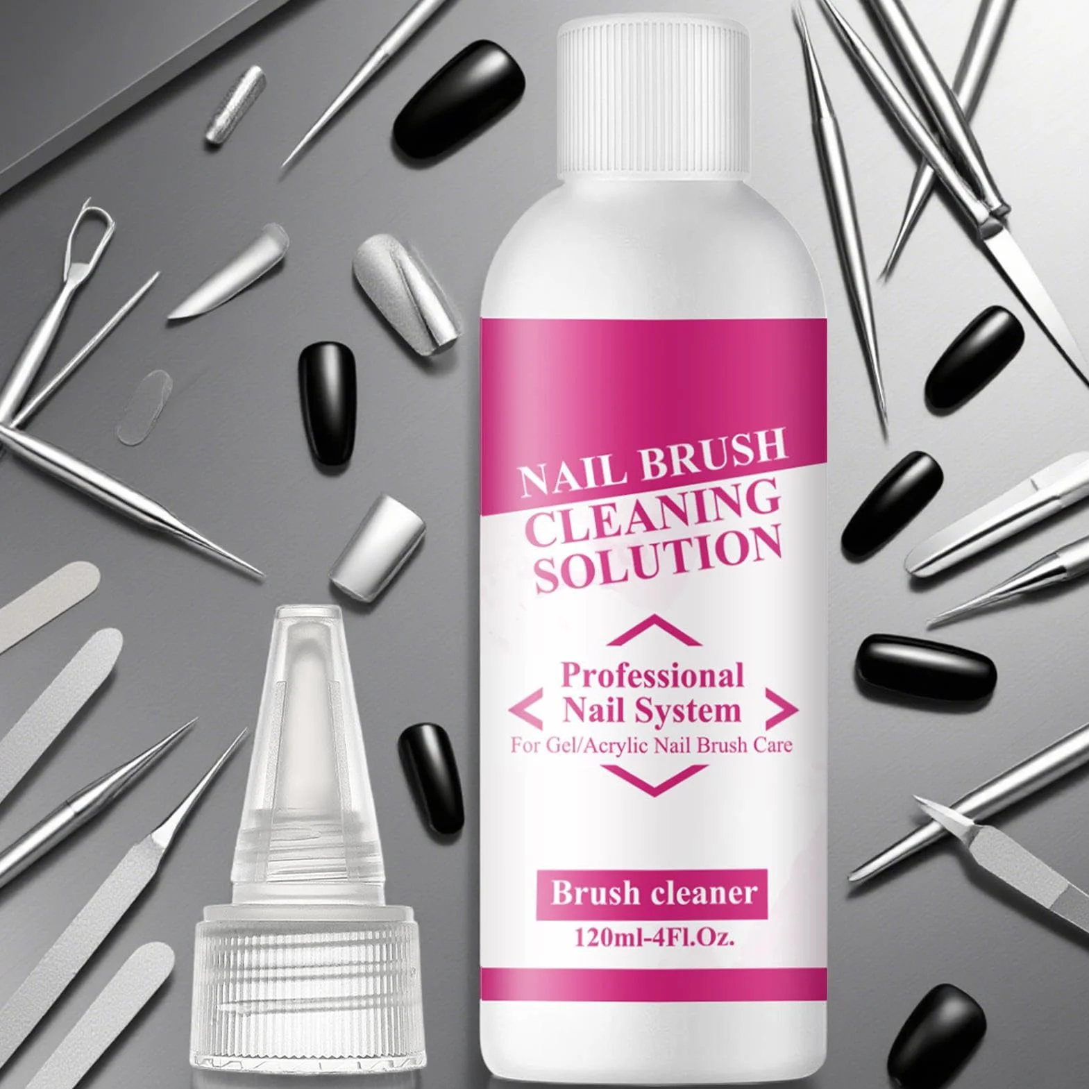 Slip Solution Nail Brush Cleaner Gel Remover Liquid 120ml Manicure Aid Salon-Grade Formula