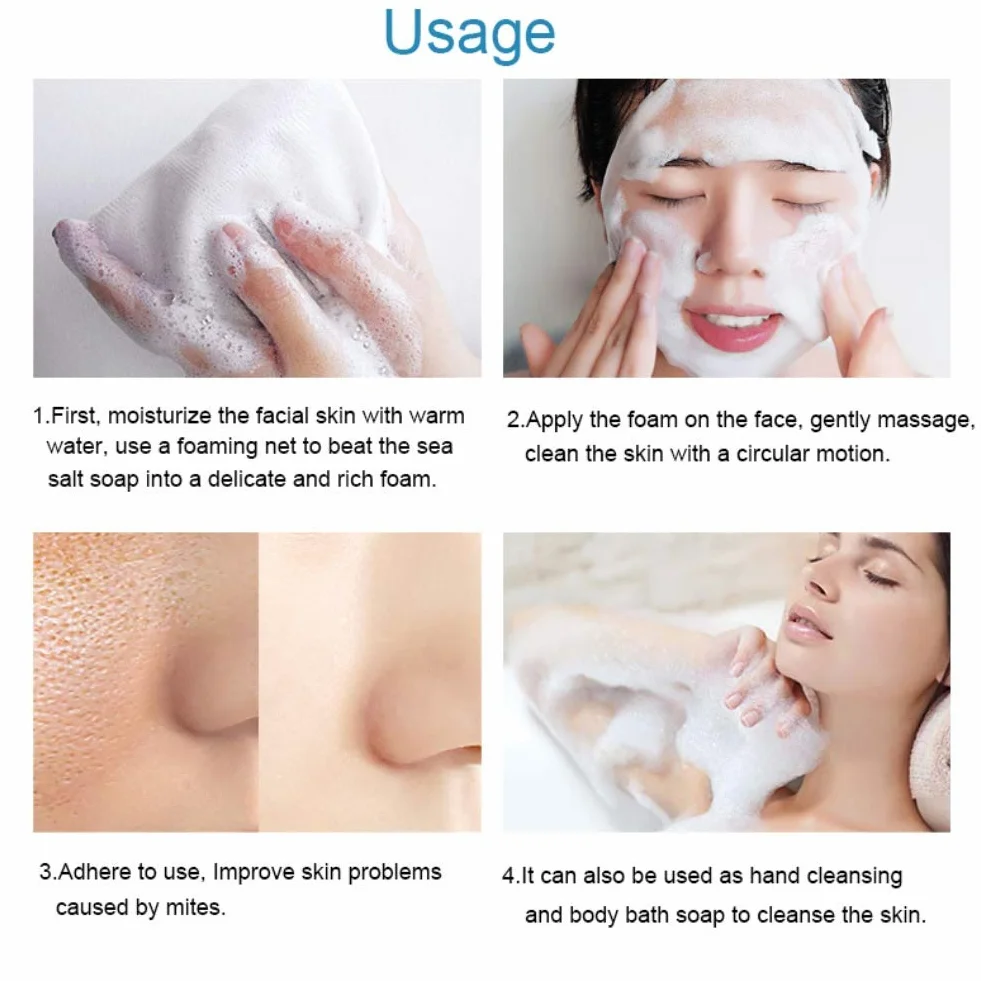 Savon Lait de Chèvre au Sel de Mer Exfoliant Anti Acné Cicatrices Points Noirs Visage Corps