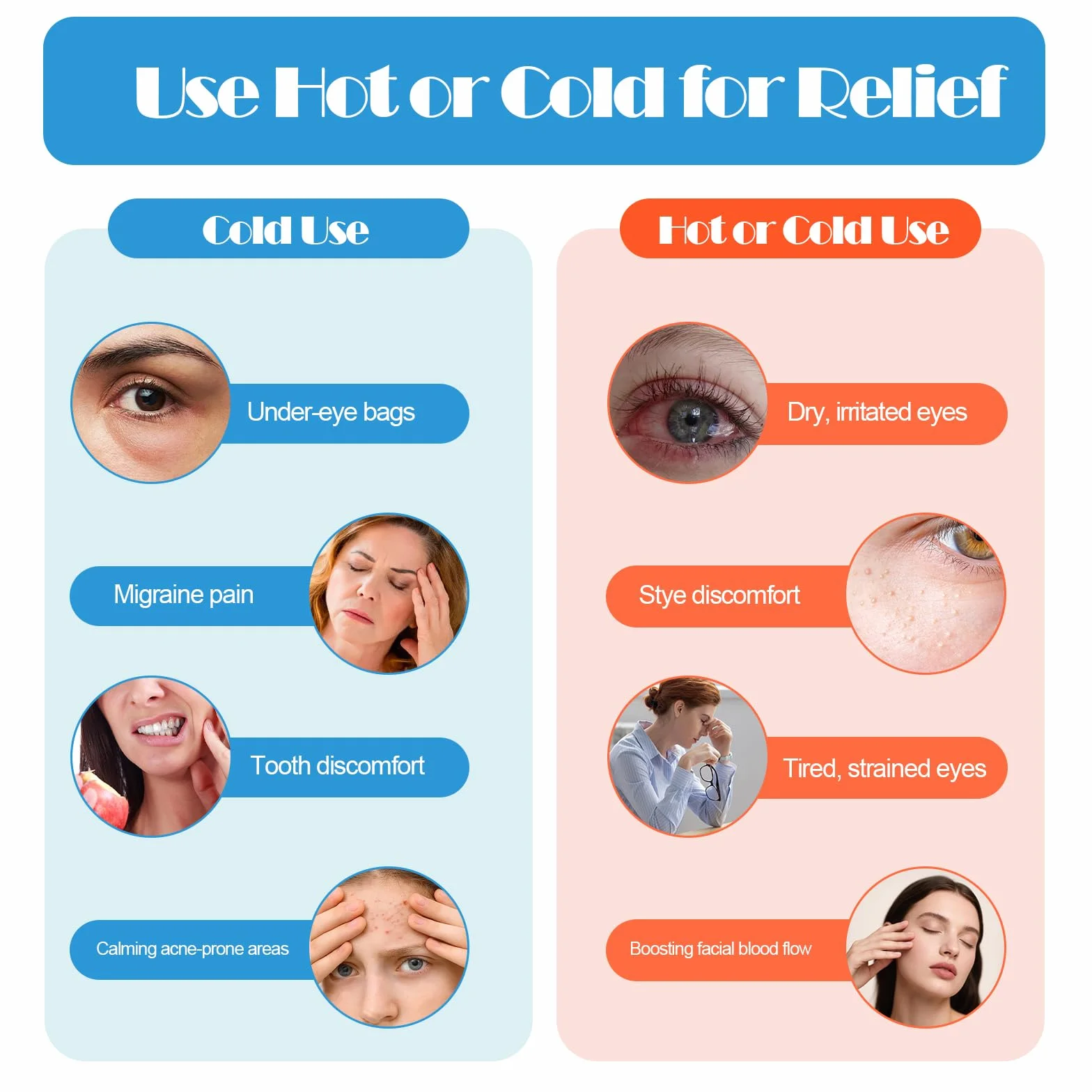 Masque Froid en Gel Réutilisable pour Visage, Réduit Gonflements Cernes Sécheresse Oculaire, Compresse Froide Chaude Maux de Tête