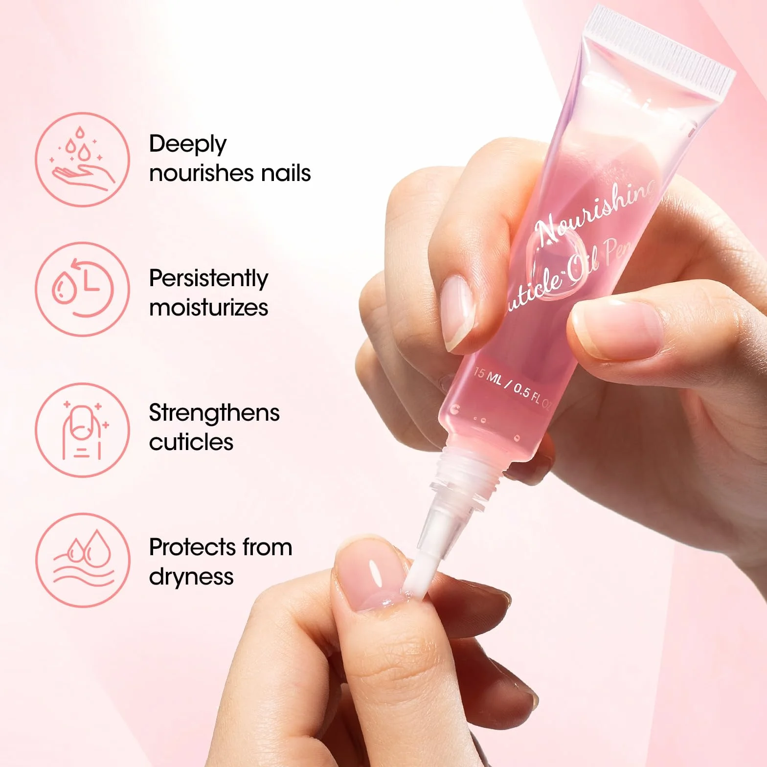 Huile Cuticules Ongles 15ML Avec Brosse Douce - Huile De Soin Ongle Nourrissante Riche En Huile de Jojoba et Vitamine E