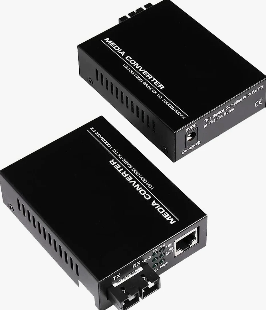 Lot de 2 convertisseurs de médias Gigabit Fast Ethernet multimode double SC Fiber - Mini 1 émetteur-récepteur RJ45 10/100/1000Base-T vers 1000Base-SC, jusqu'à 2 km 1310 nm, AC 100 V ~ 240 V