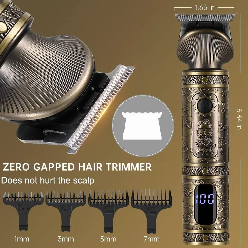 Surker Tondeuse Barbe Homme Professionnelle 7 en 1 Lame en T Coupe Cheveux Chauve 0 mm Rasoir électrique Précision Nez