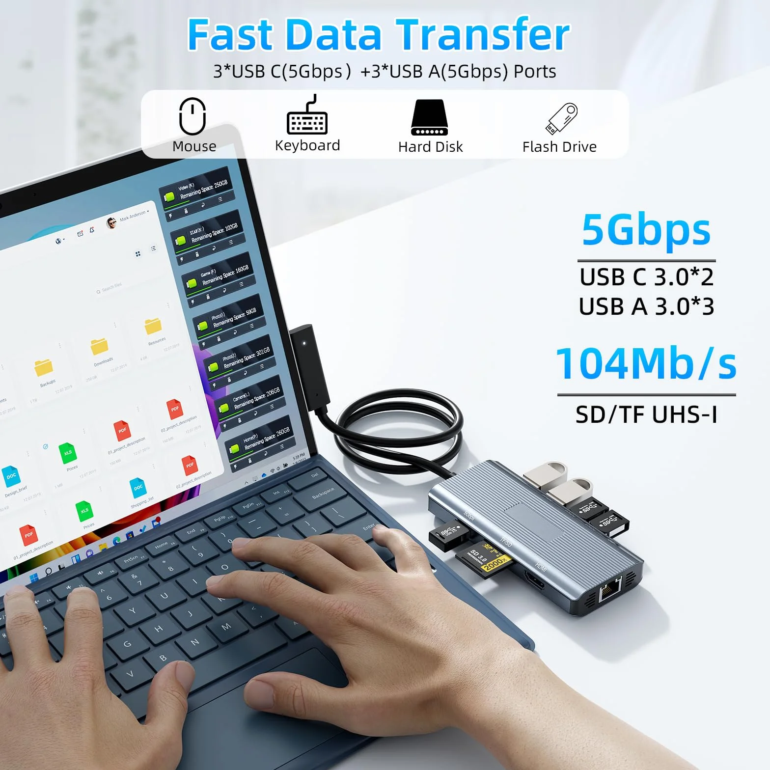 Microsoft Surface Dock 2 Station d’Accueil Surface Pro 10-en-1 avec 4K@60Hz HDMI, Ethernet, SD/TF, USB 3.0, USB-C & 100W PD pour Surface Pro 12/11/10/9/8/X/7/6/5, Surface Laptop, Surface Go