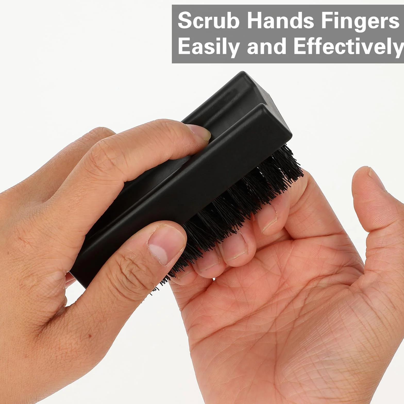 Amabro Lot de 2 brosses à ongles pour les mains, brosse à récurer à poils rigides noirs