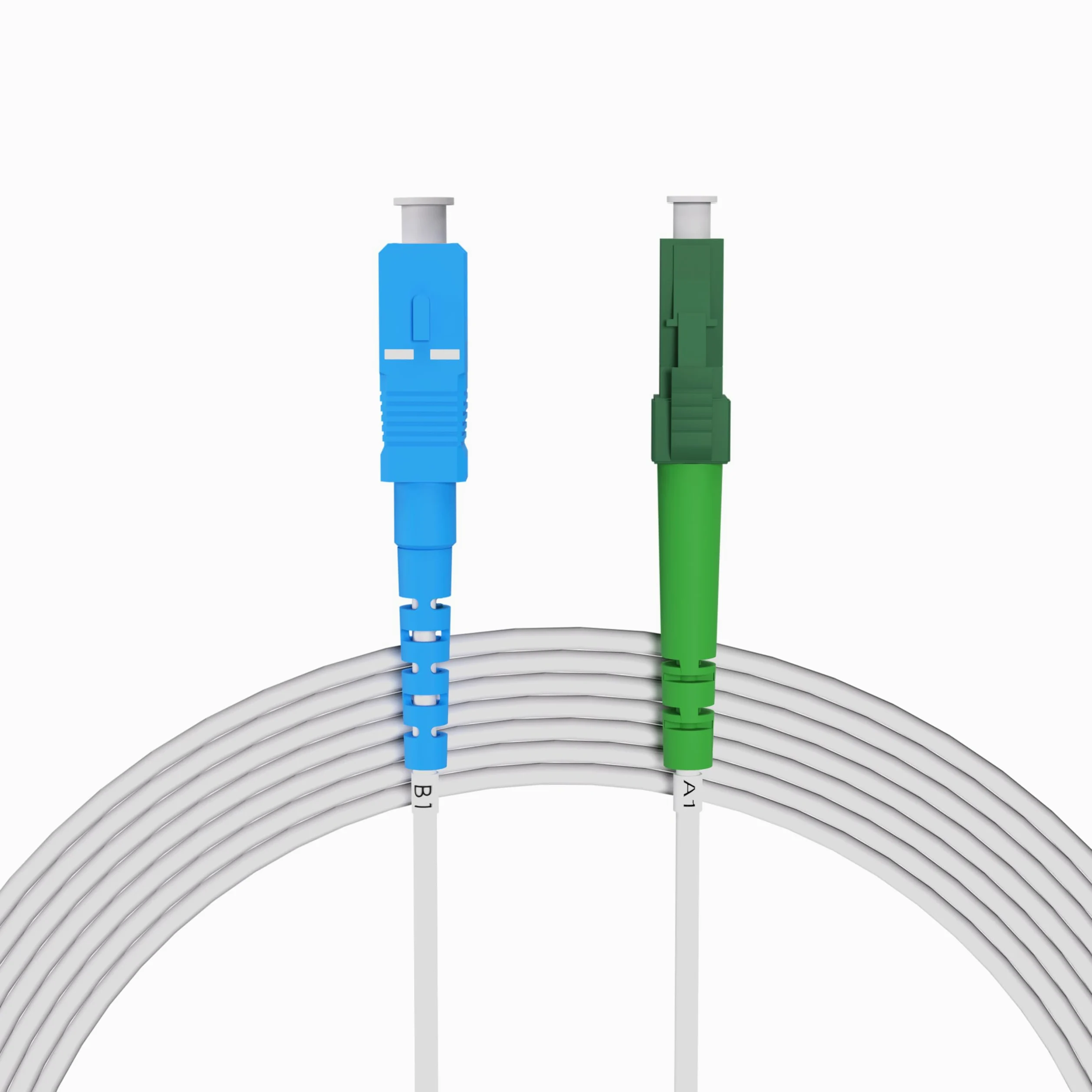 75m Câble Fibre Optique Blanc LC/APC vers SC/UPC | Simplex Monomode OS2 FTTH Câble Fibre Optique