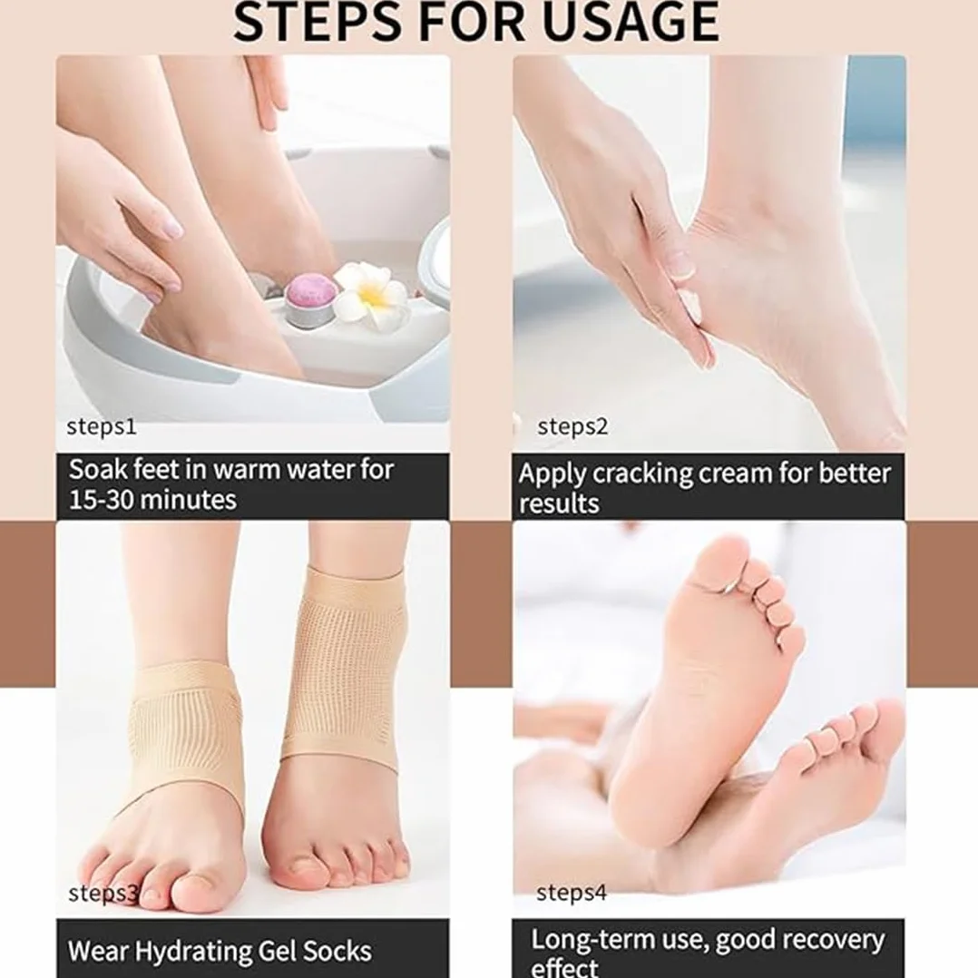 Chaussettes Hydratantes pour Talons Gelées à Bout Ouvert pour Talons Secs et Crevassés pour Femmes et Hommes