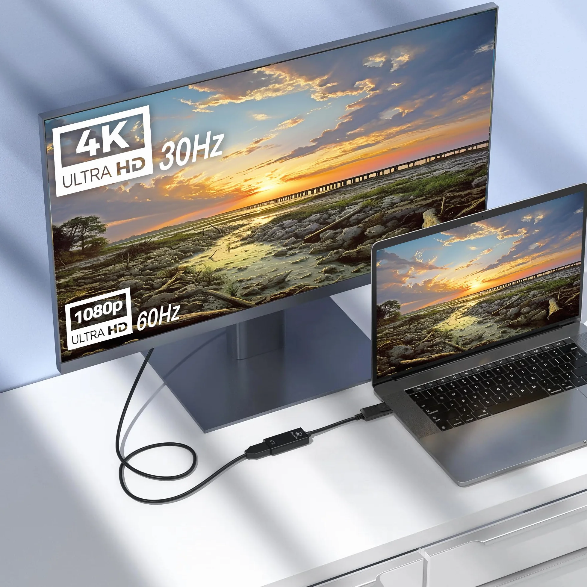 Skintek SK-04-DPH Adaptateur Display Port DP vers HDMI 4K 60 Hz mâle-Femelle 18 cm