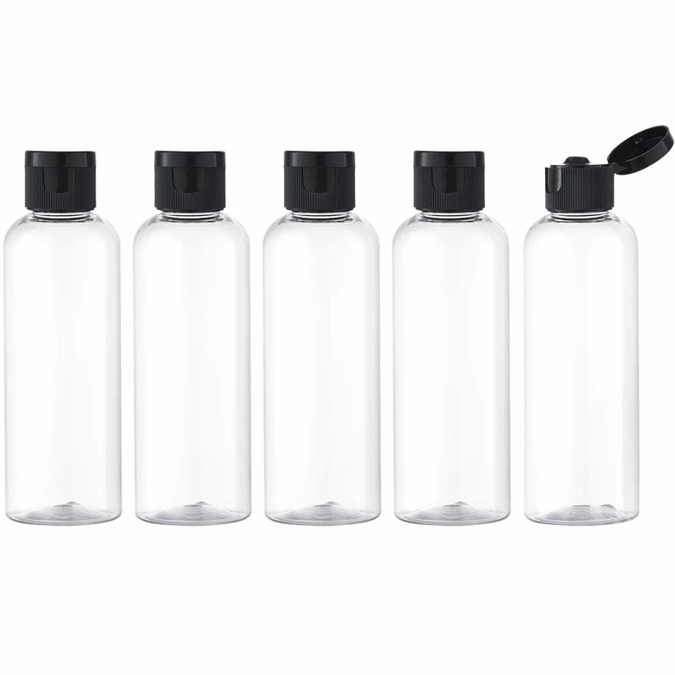 Flacon Vide 100ML avec Flip Cap Rechargeable Bouteille de Voyage Cosmétique Transparente 5 Pièces