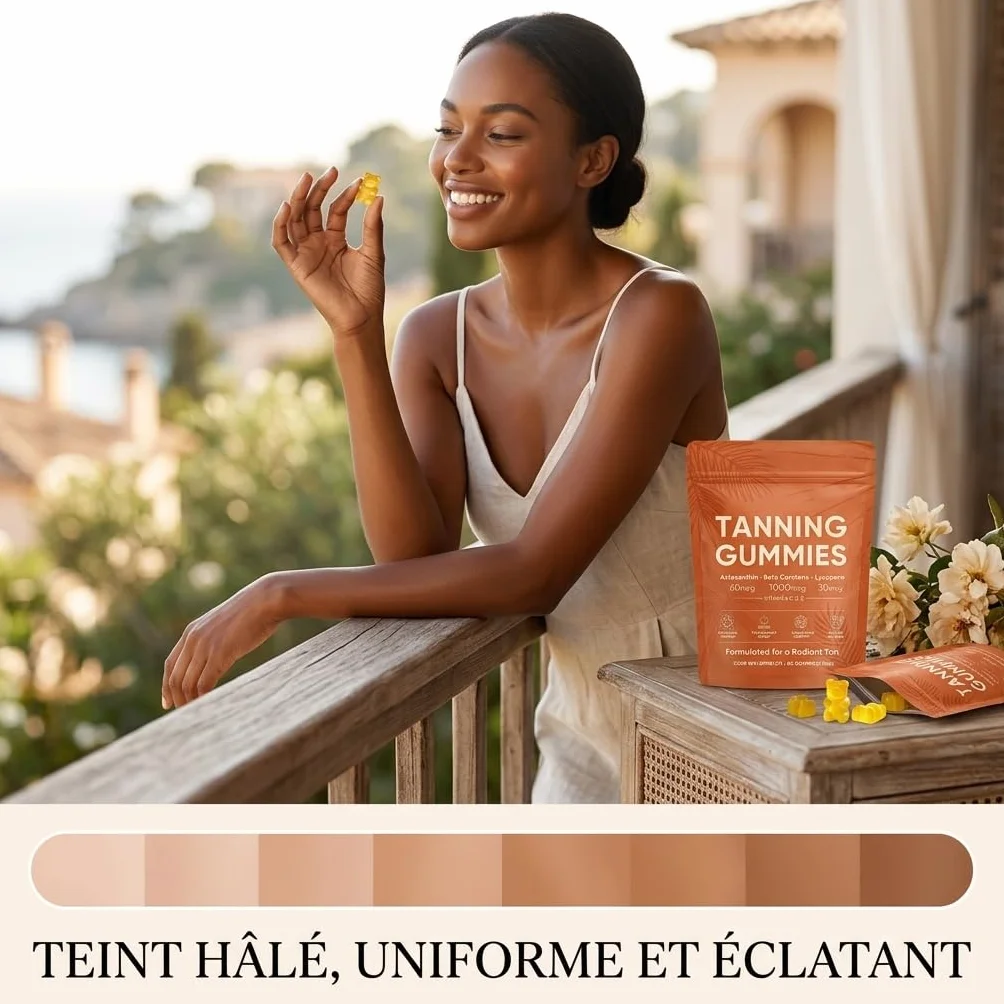 Gummies Bronzage Rapide Sans Soleil Hydrate la Peau Éclat Naturel 2026