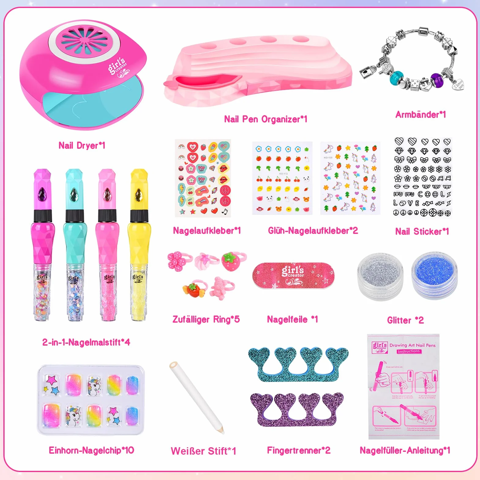 Coffret Maquillage Enfant Vernis à Ongle Kit Manucure Fille 6-12 ans Cadeau