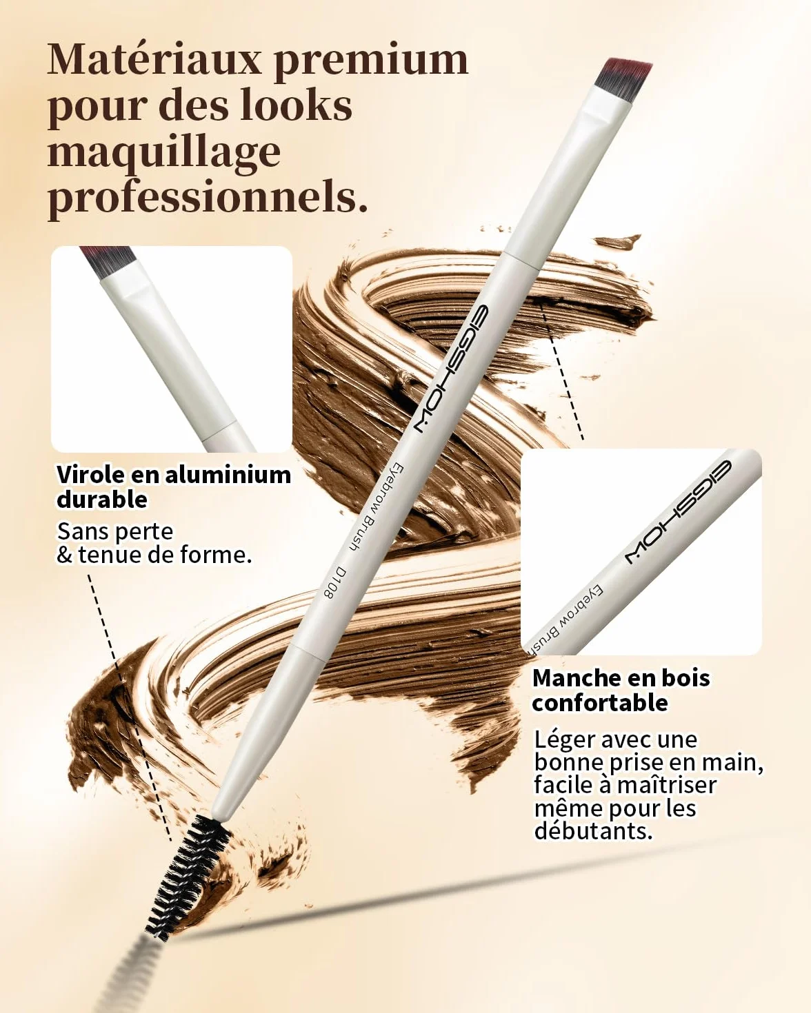 EIGSHOW Brosse À Sourcils Biseauté Double Extrémité Pour Définition Des Sourcils Et Eye-Liner