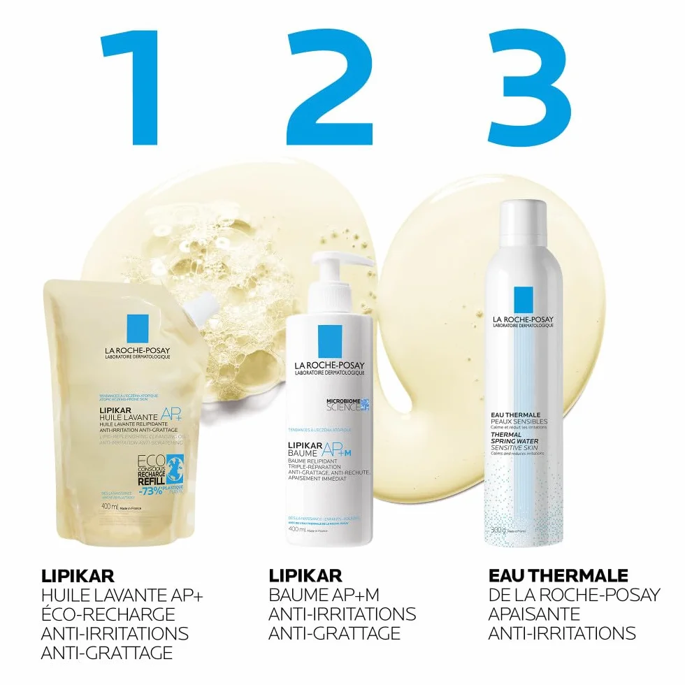 La Roche-Posay Lipikar Huile Lavante AP+ Recharge Huile de Douche Anti-irritation Peaux Sèches Atopique Eczéma Beurre de Karité Niacinamide